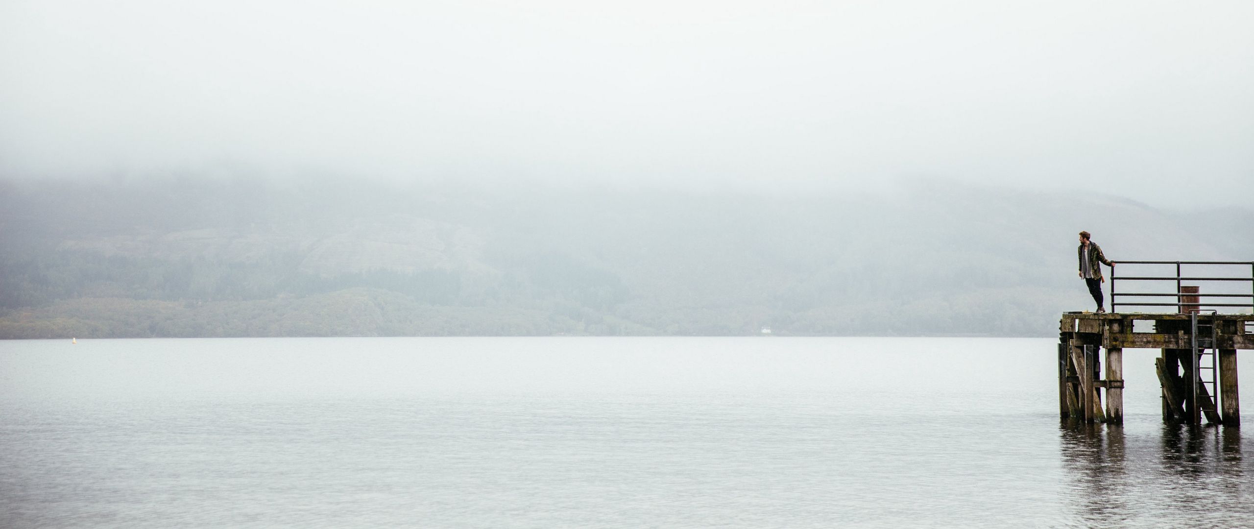 Pier And Foggy Lake Wallpapers