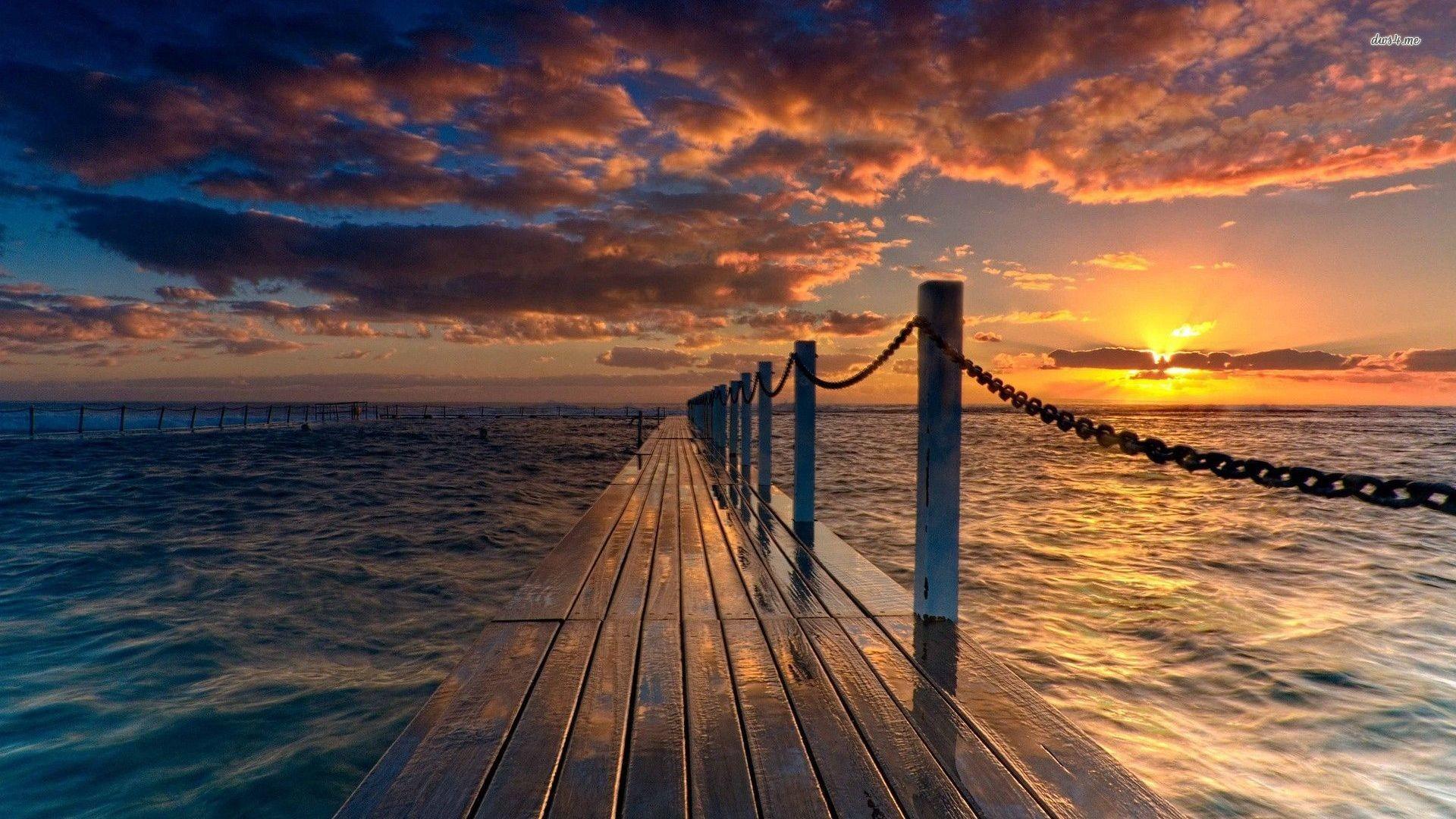 Pier At Sunset Wallpapers