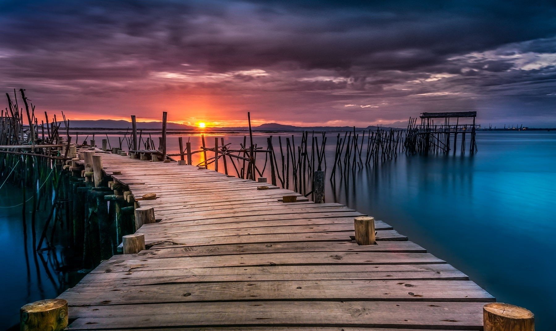 Pier At Sunset Wallpapers