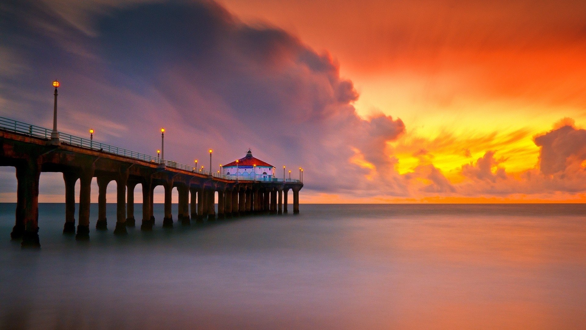 Pier At Sunset Wallpapers