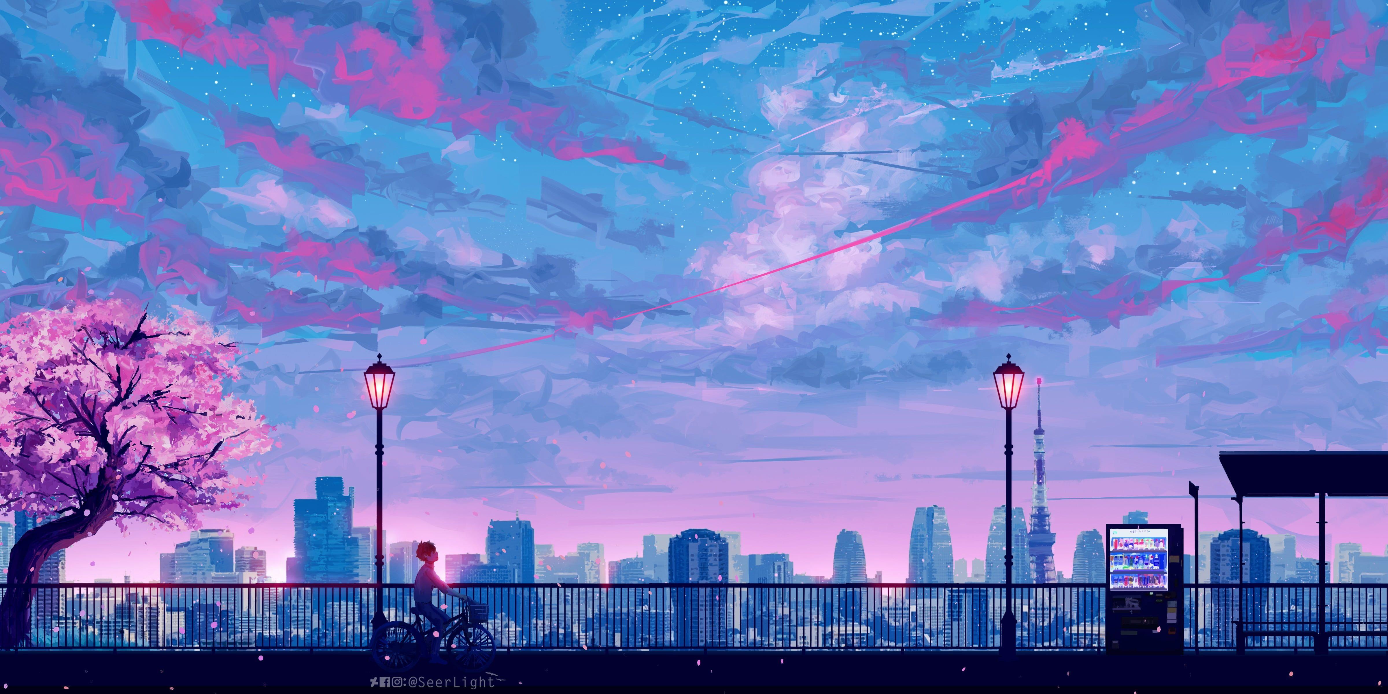 Pink Sky In Urban City Wallpapers