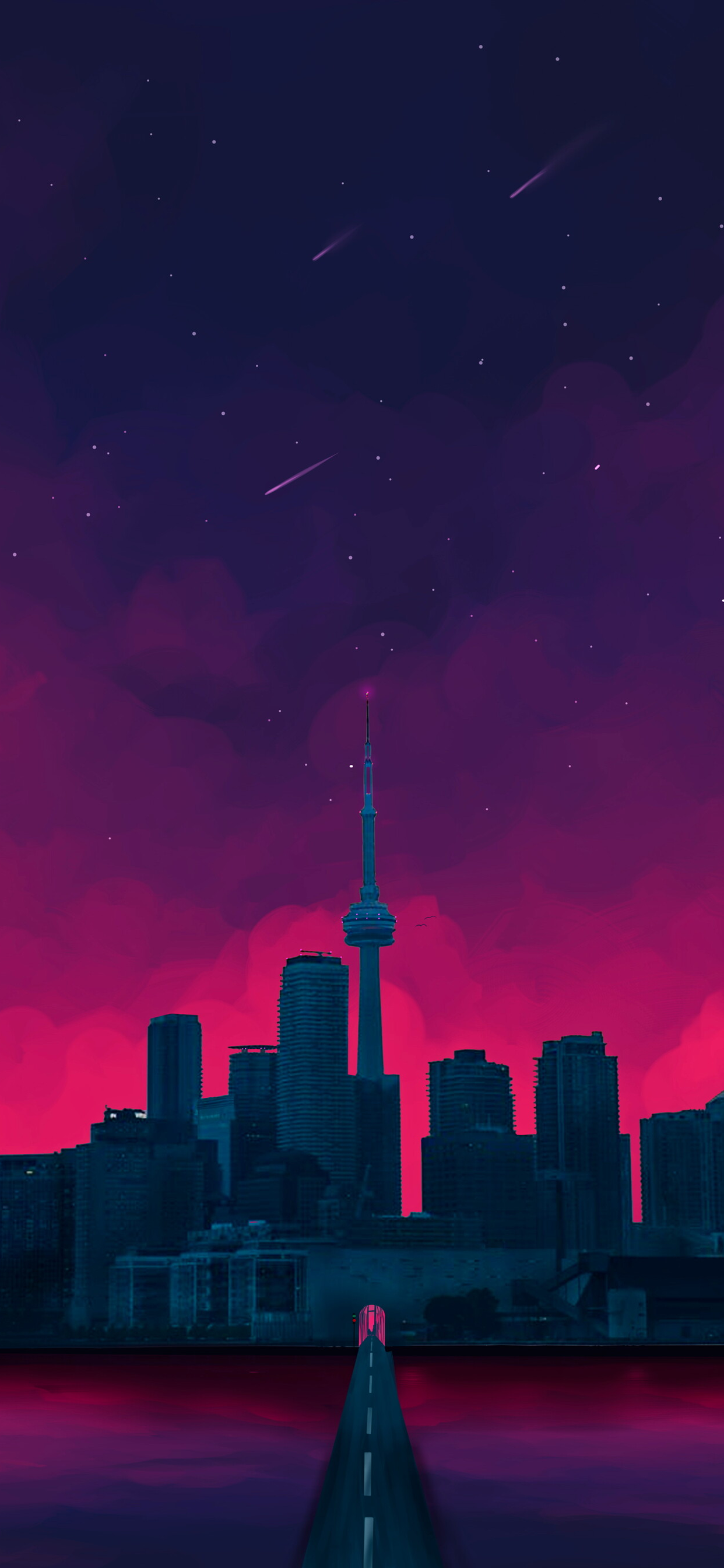 Pink Sky In Urban City Wallpapers
