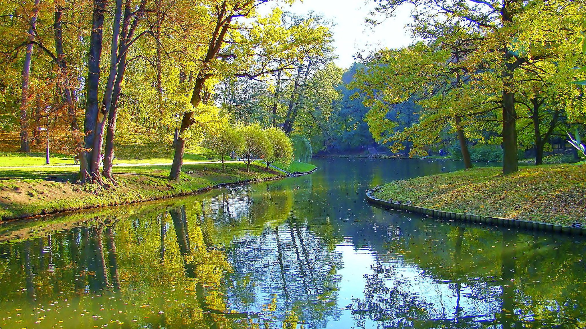 Pond Autumn Park Wallpapers