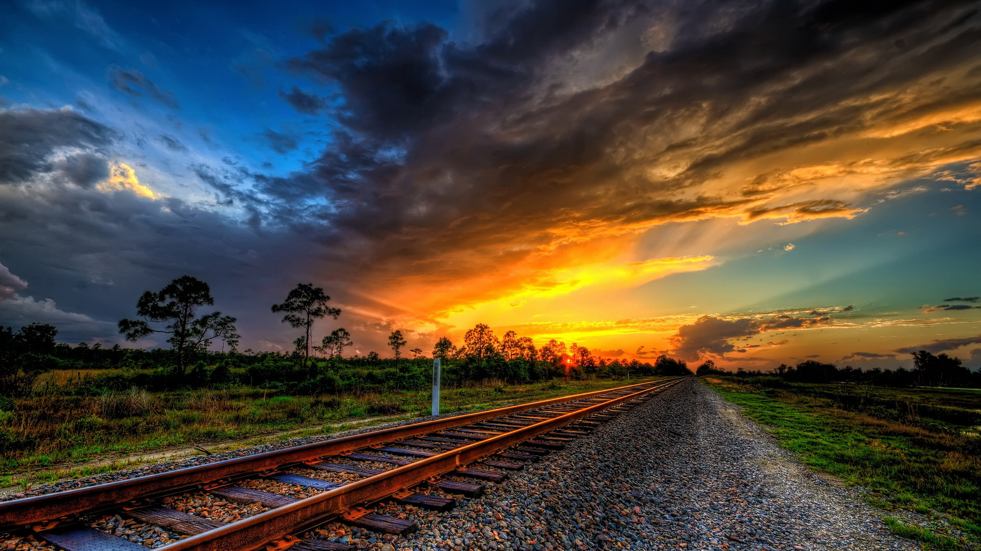 Railroad At Sunset Wallpapers