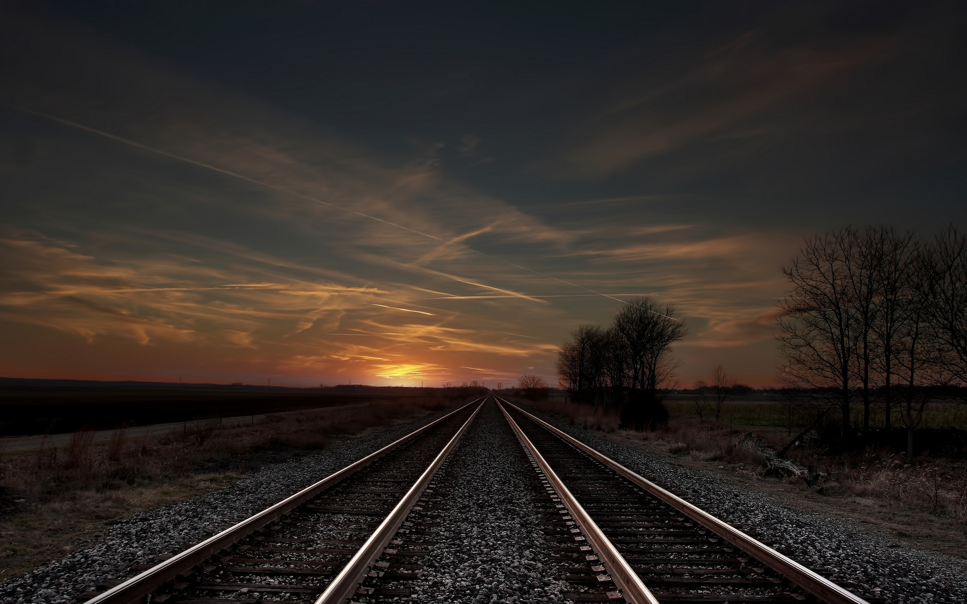 Railroad At Sunset Wallpapers