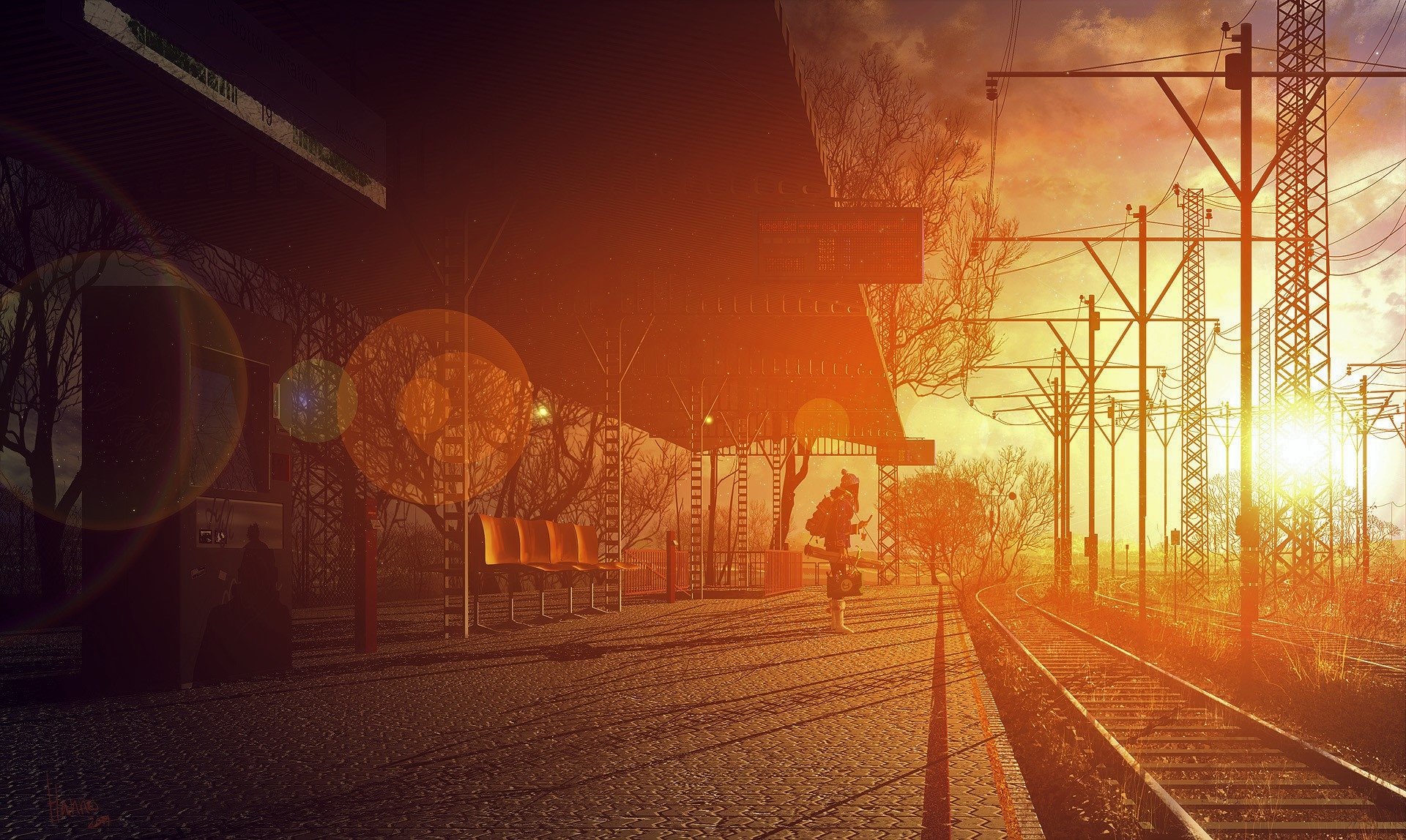 Railroad At Sunset Wallpapers