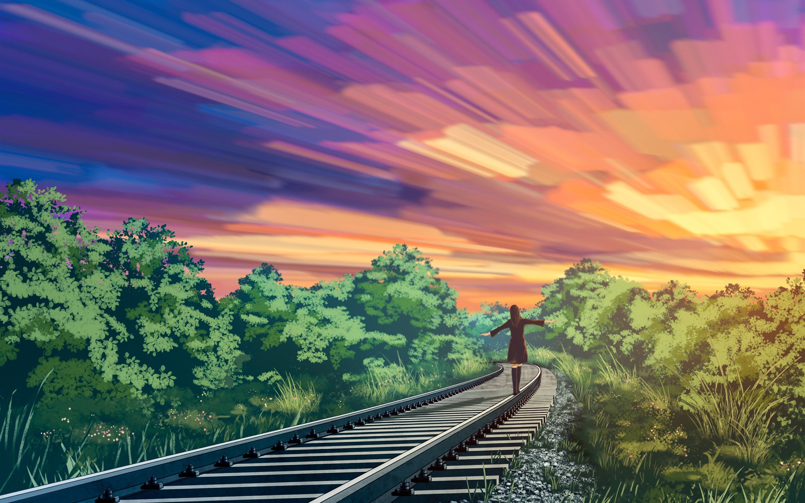 Railroad At Sunset Wallpapers