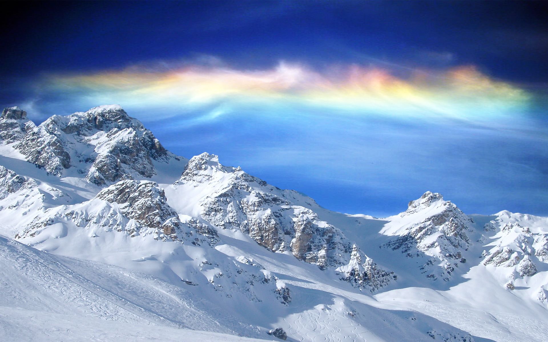 Rainbow Over Snowy Mountain Wallpapers