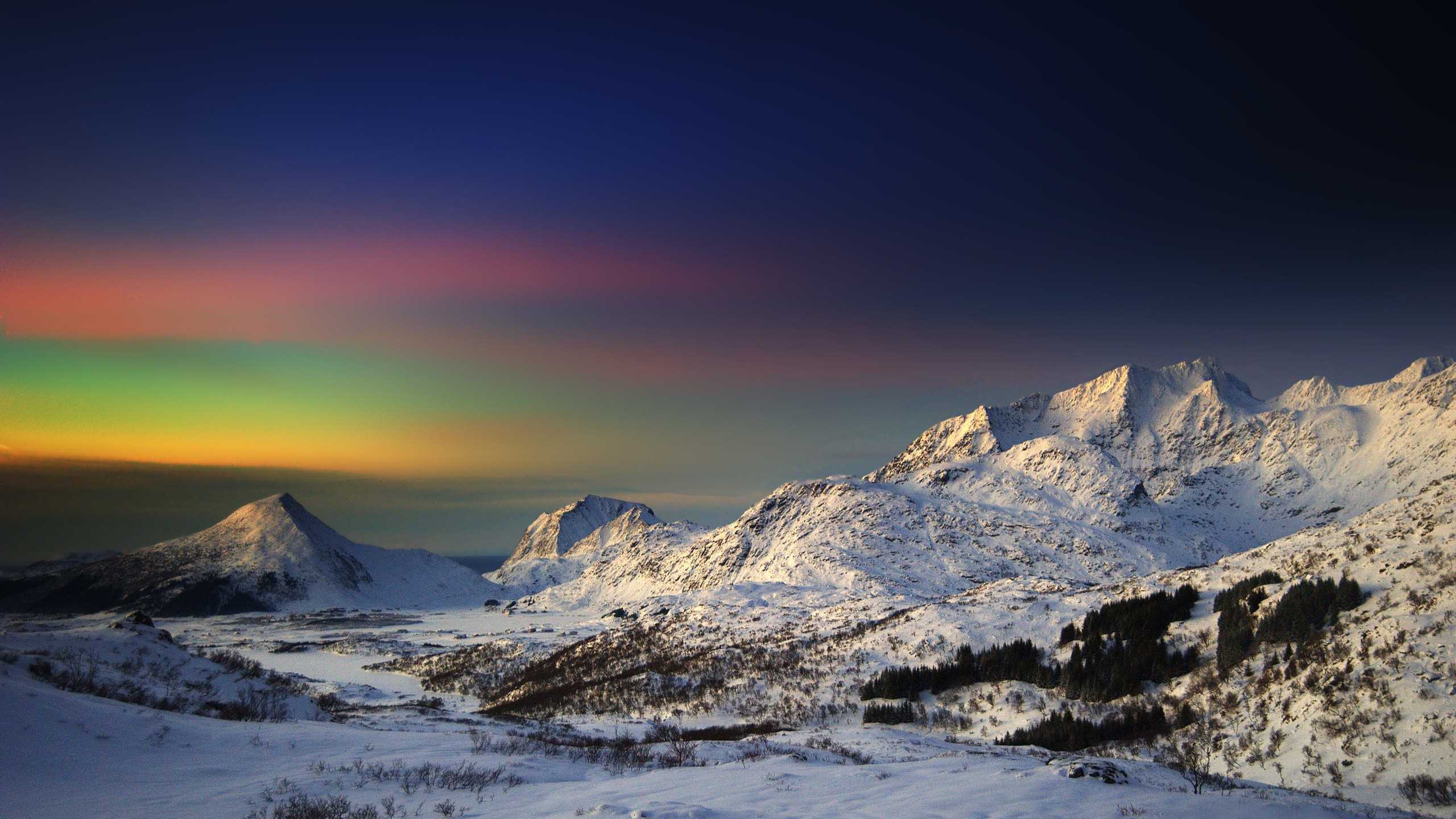 Rainbow Over Snowy Mountain Wallpapers