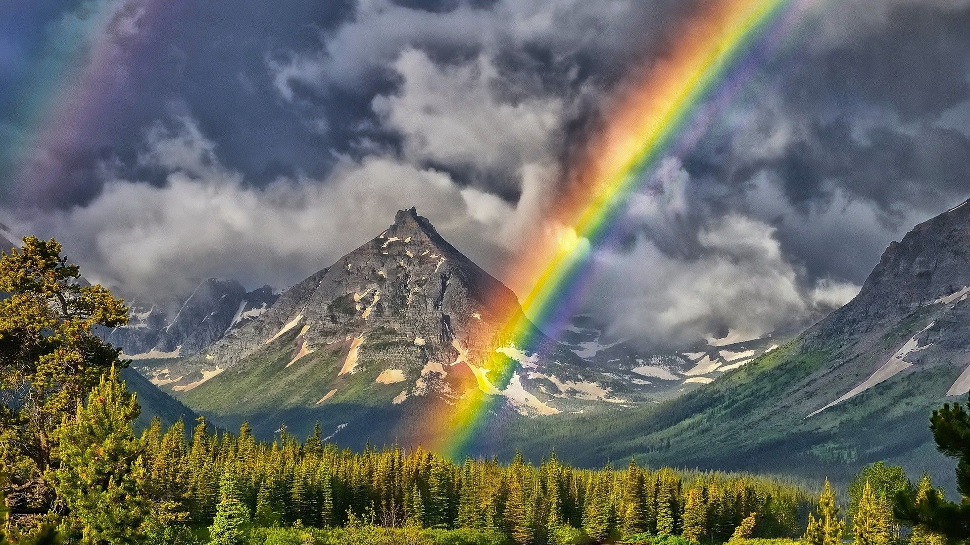 Rainbow Over Snowy Mountain Wallpapers