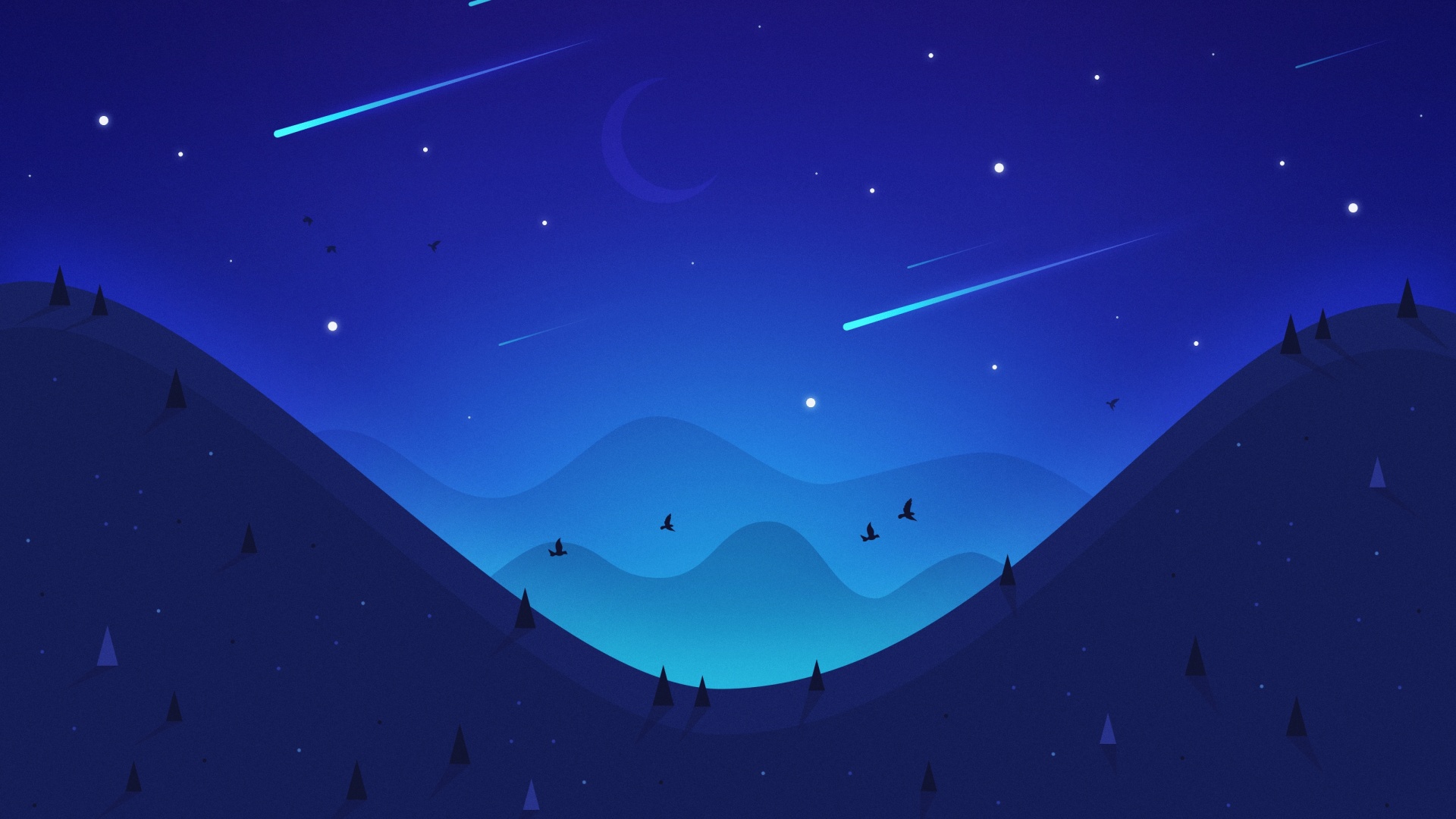 Raining Stars In The Mountains Wallpapers