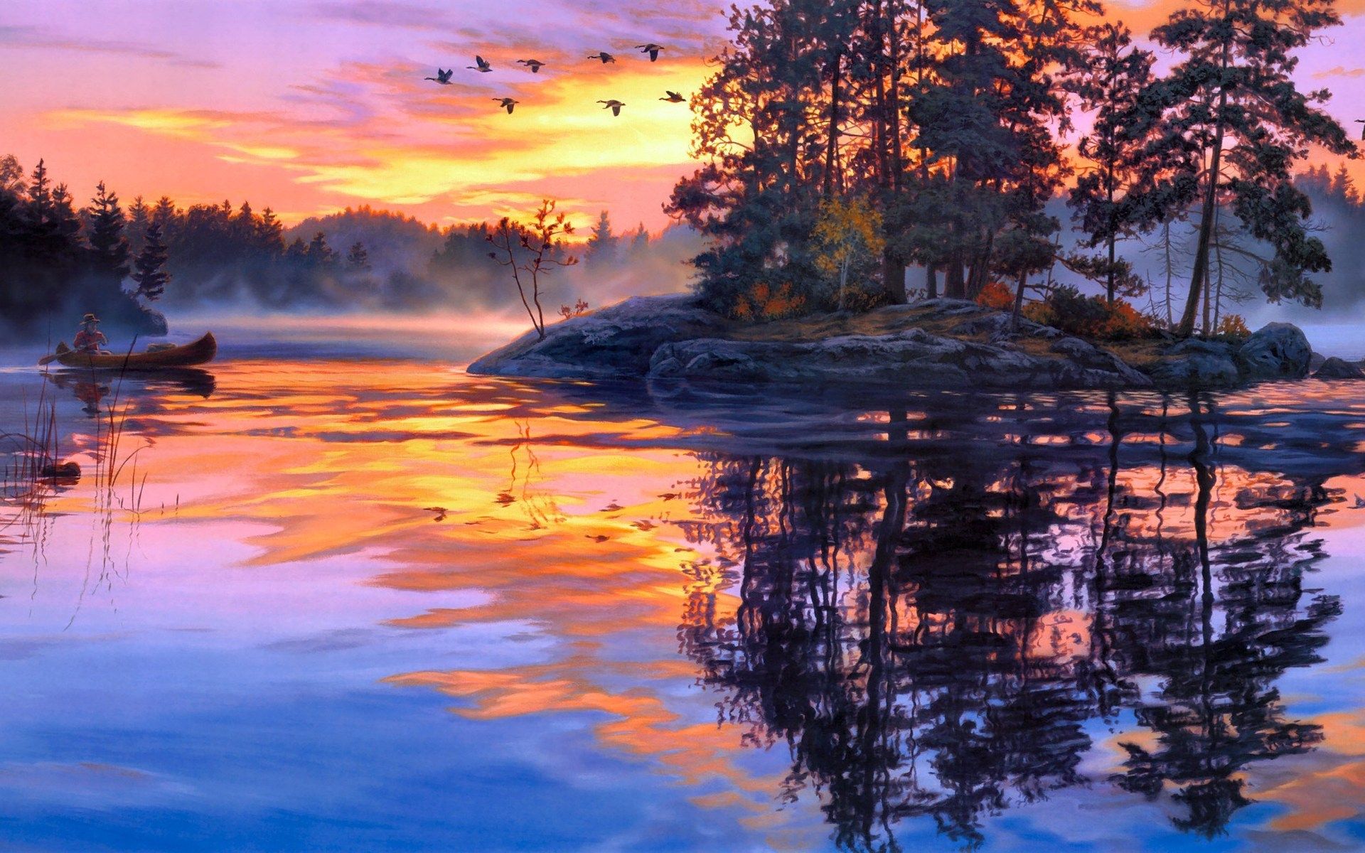 Reflection Of Sunset On Water Wallpapers