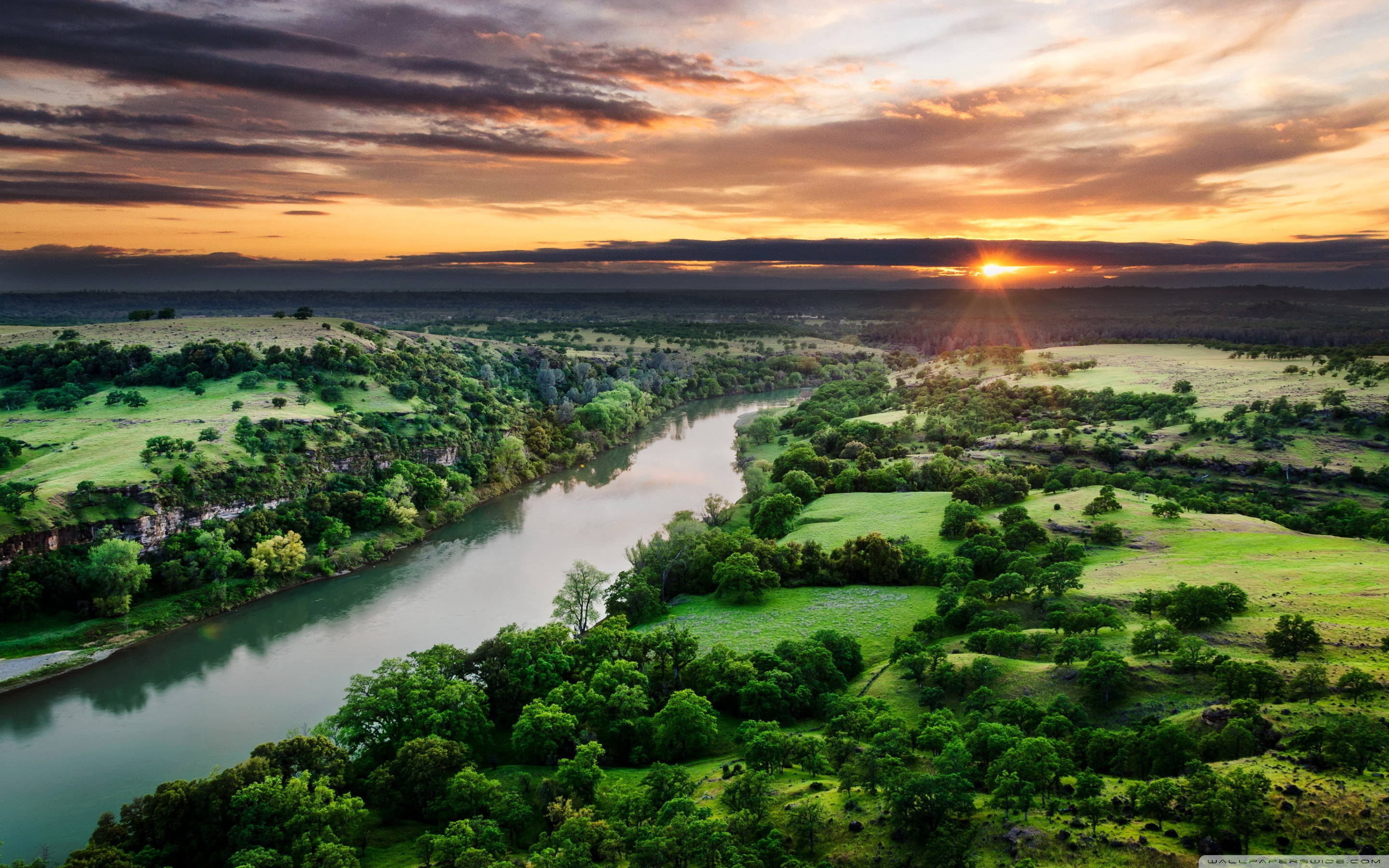 River Aerial Landscape Hd View Wallpapers