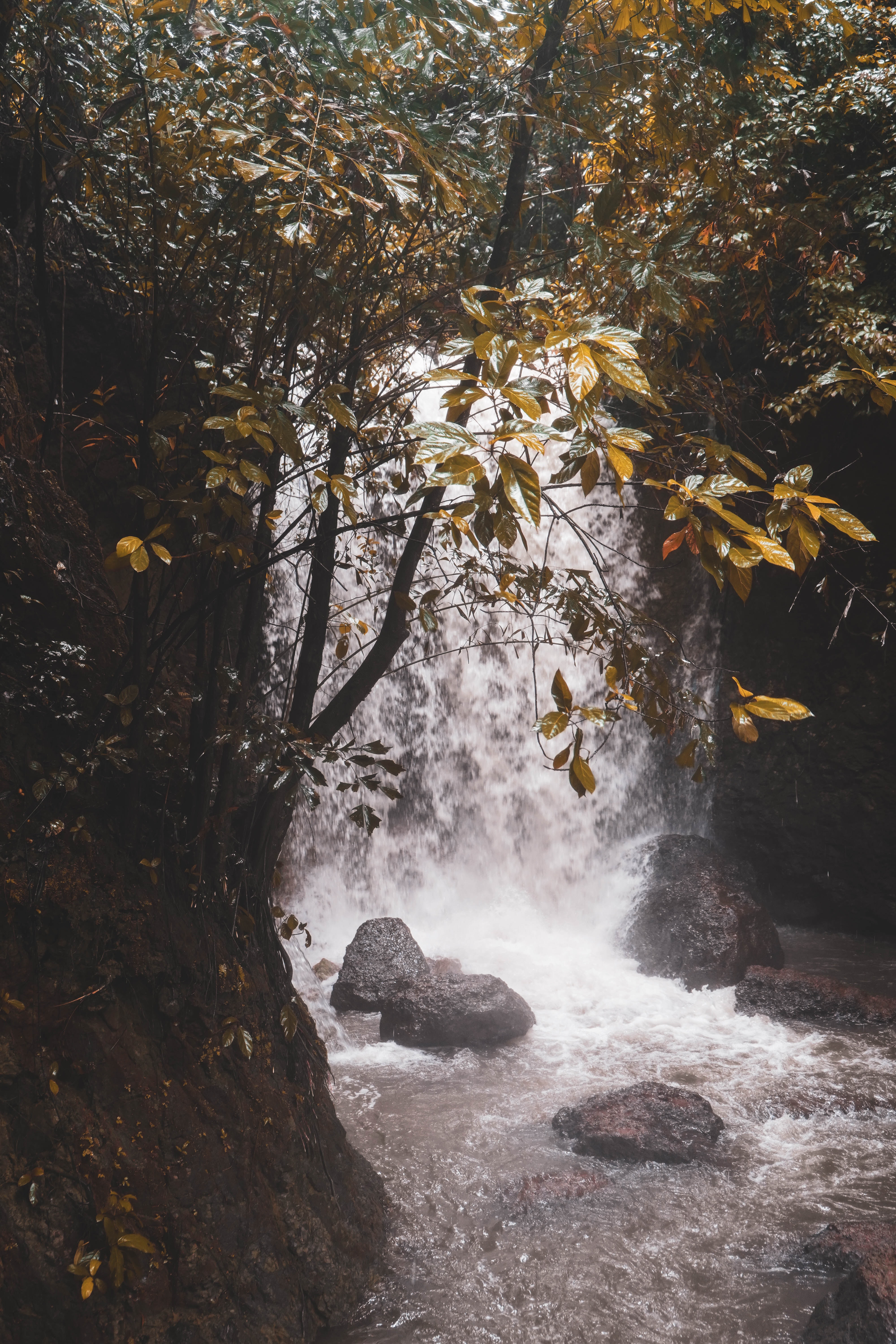 River Near Mountains In Night View Wallpapers