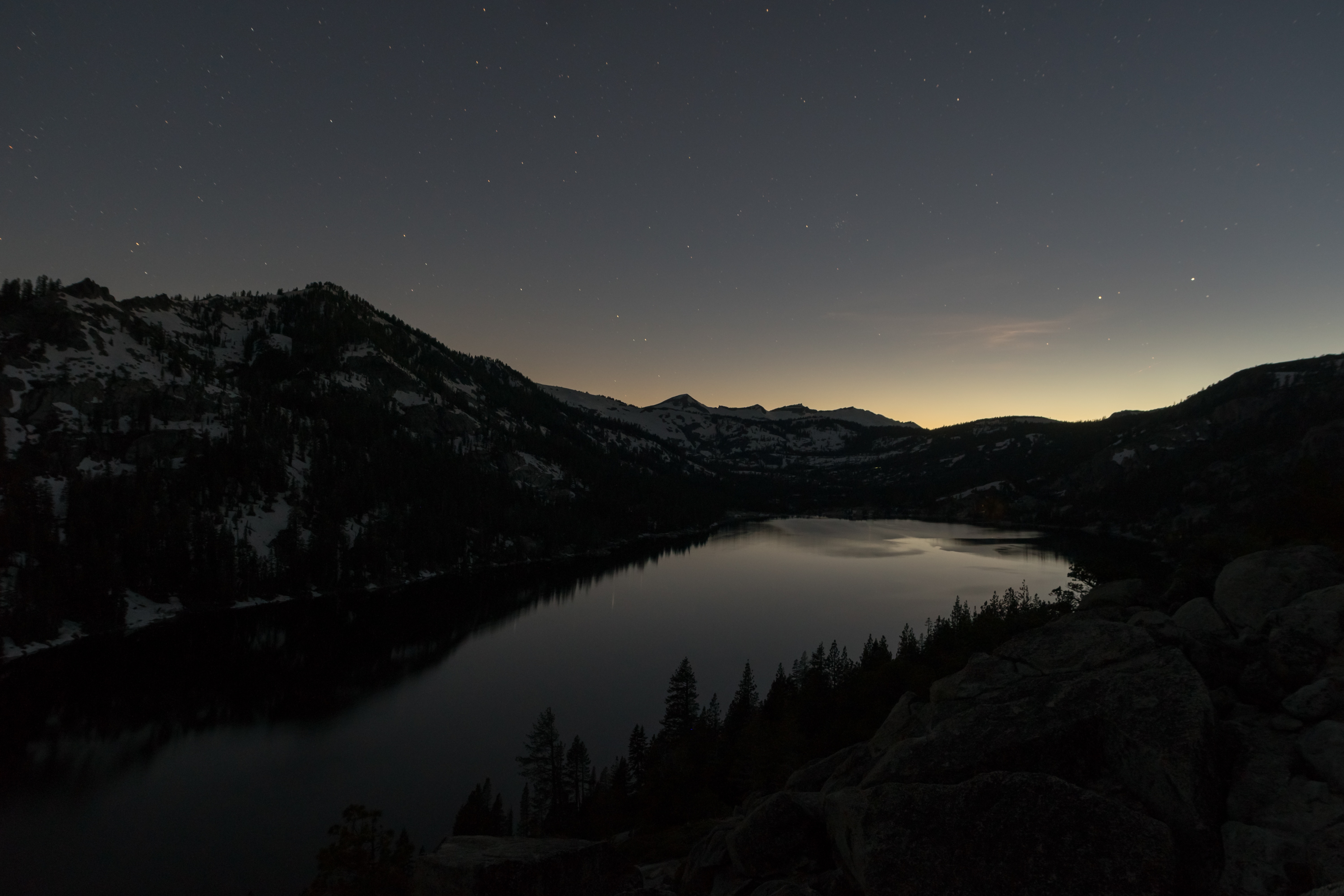 River Near Mountains In Night View Wallpapers