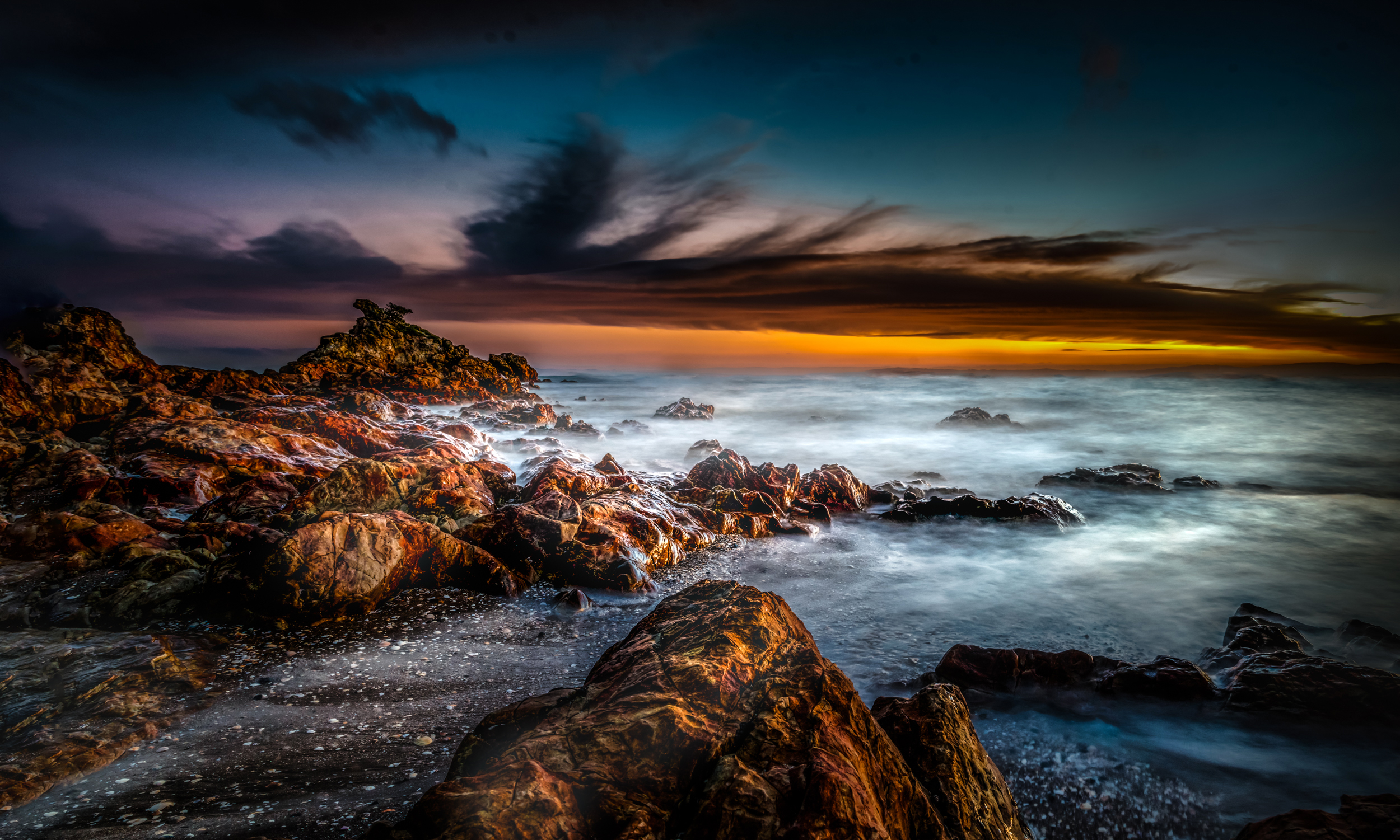 Rock Clouds Horizon Ocean Rock Wallpapers