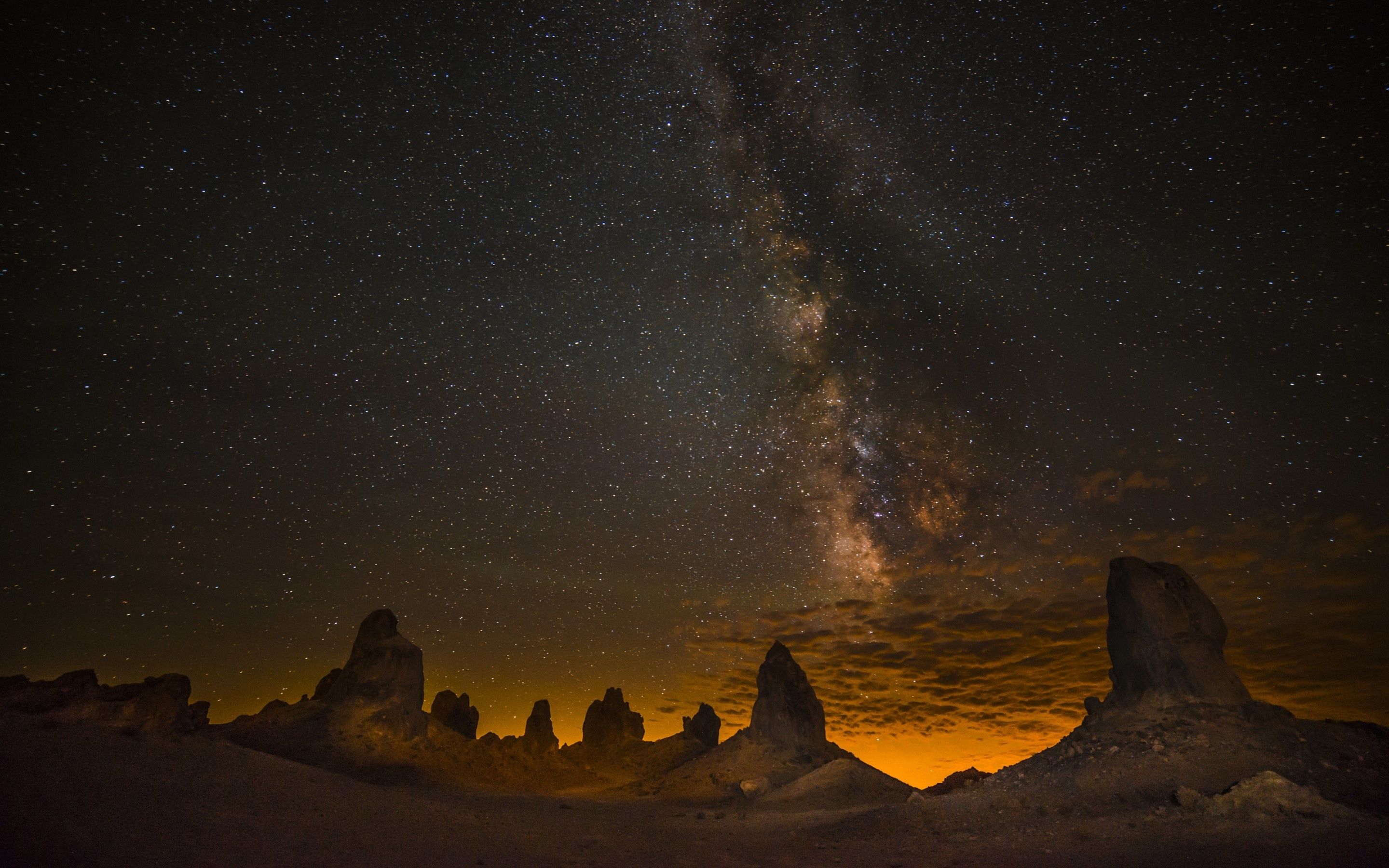 Rock Landscape At Milky Way Night Wallpapers