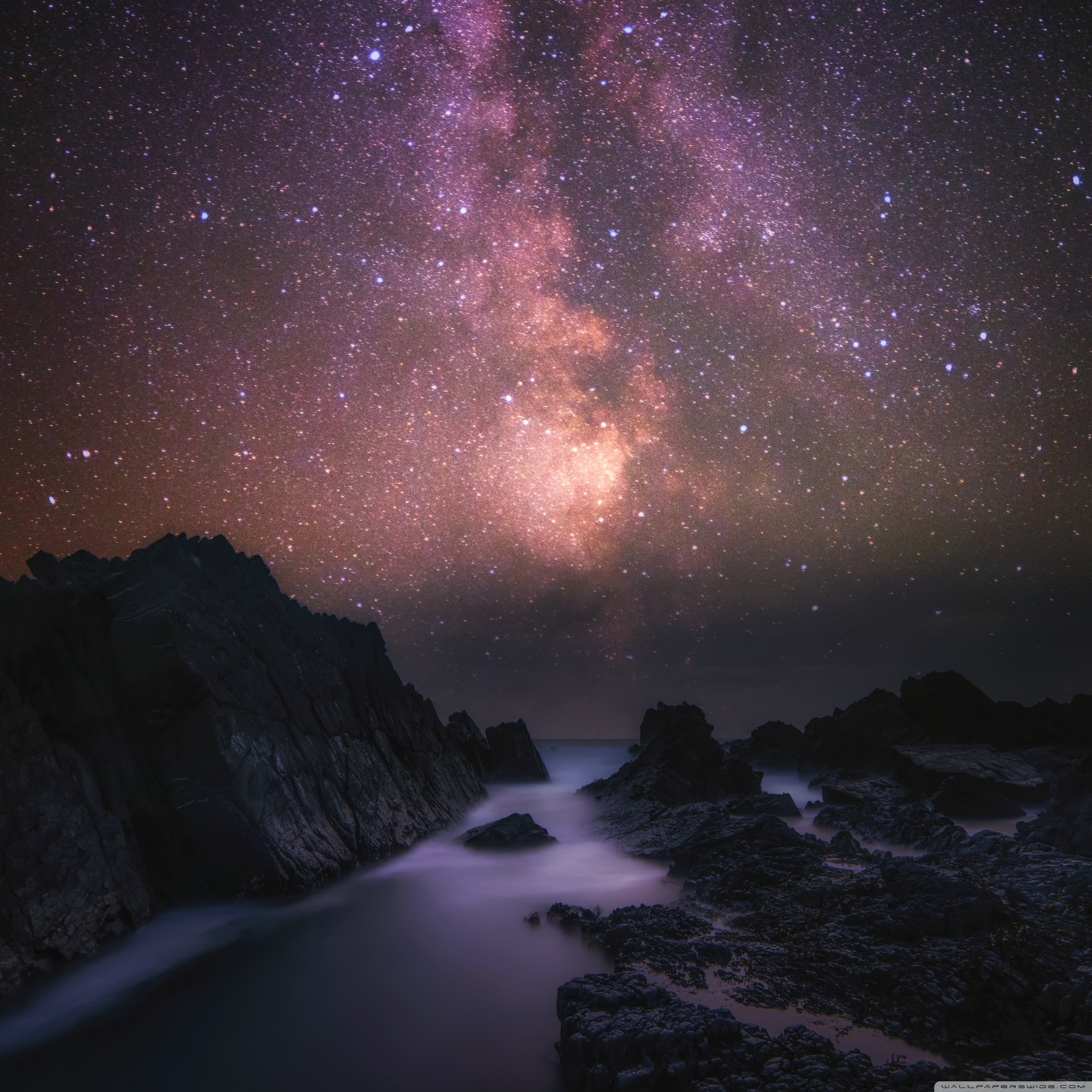 Rock Landscape At Milky Way Night Wallpapers