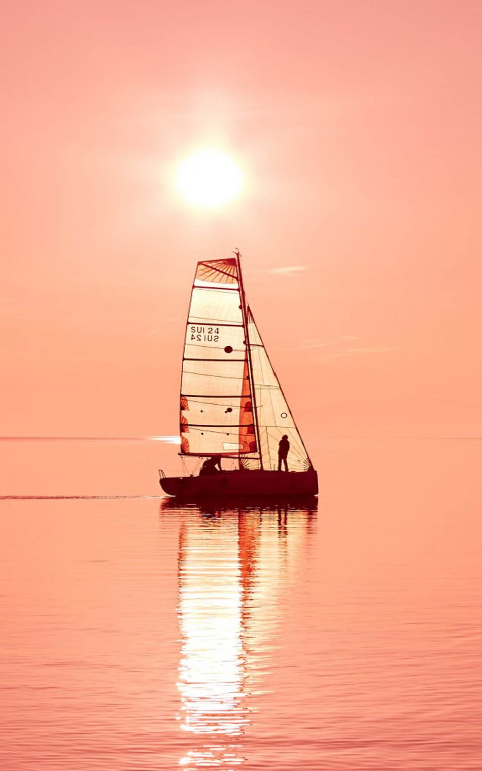 Sailboat Sunset Island In Ocean Wallpapers