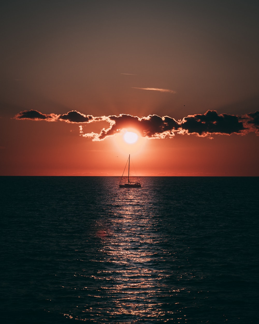 Sailboat Sunset Island In Ocean Wallpapers