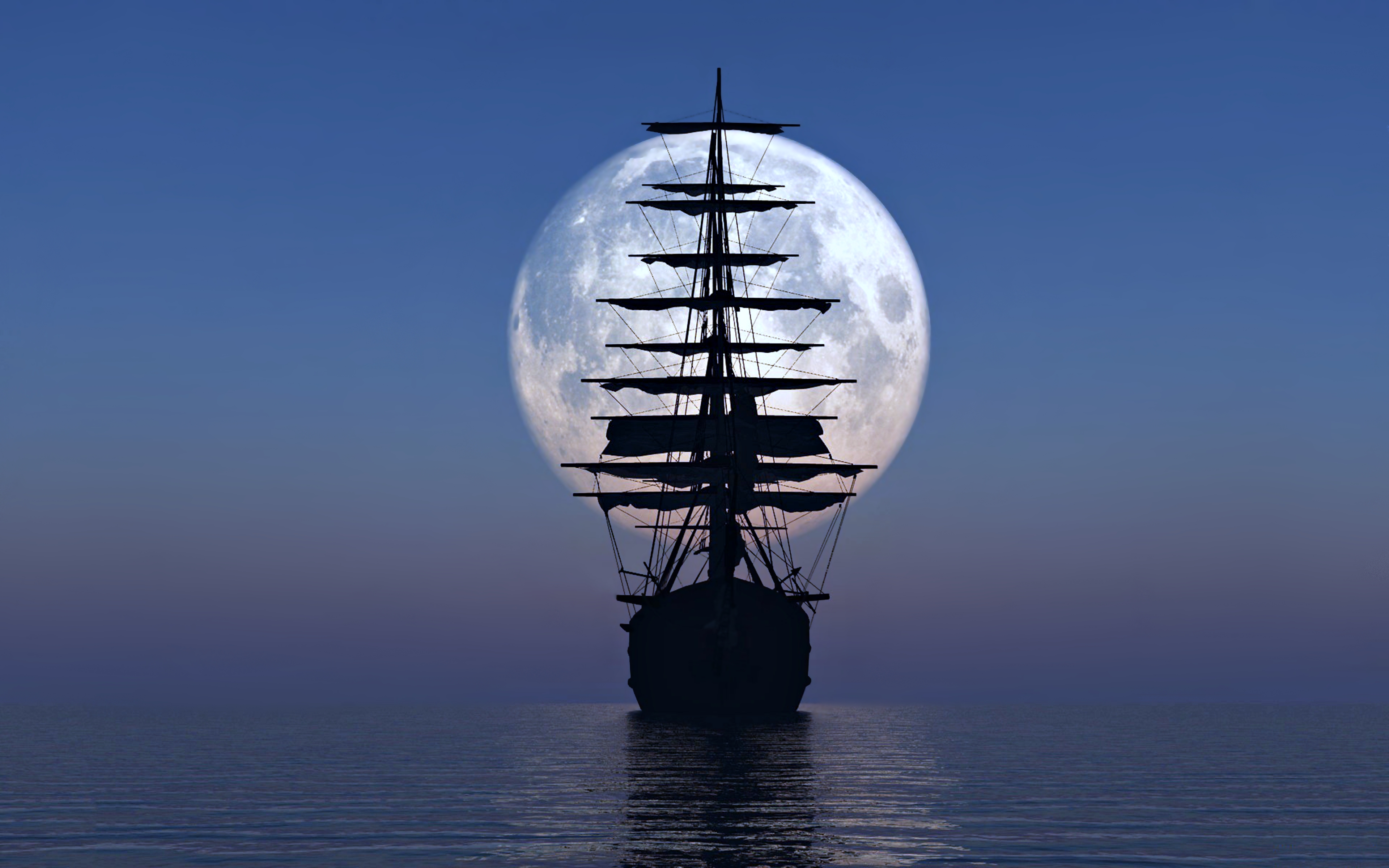 Sailing Ship In Purple Ocean Wallpapers