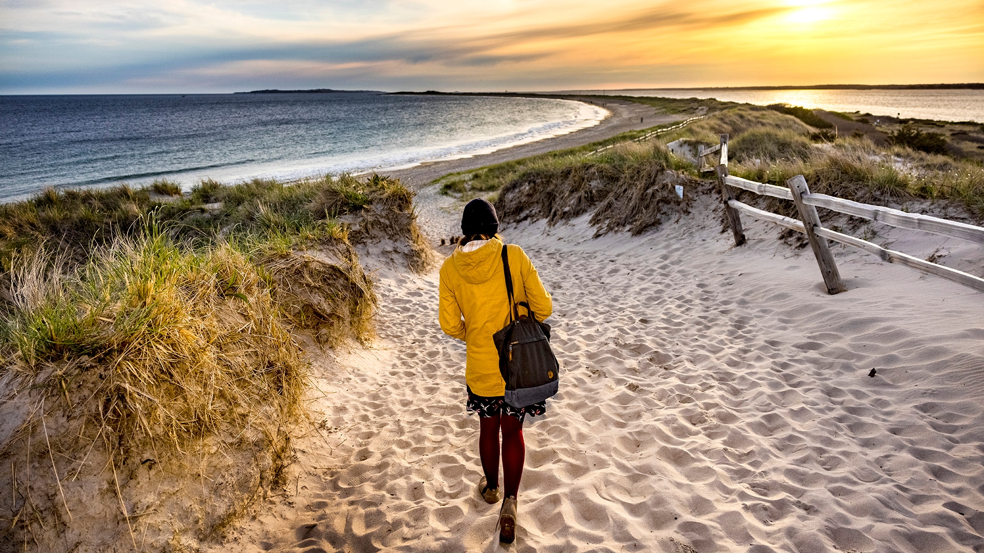 Sand And Pathway To Sea Under Cloudy Sunset Wallpapers Most Popular