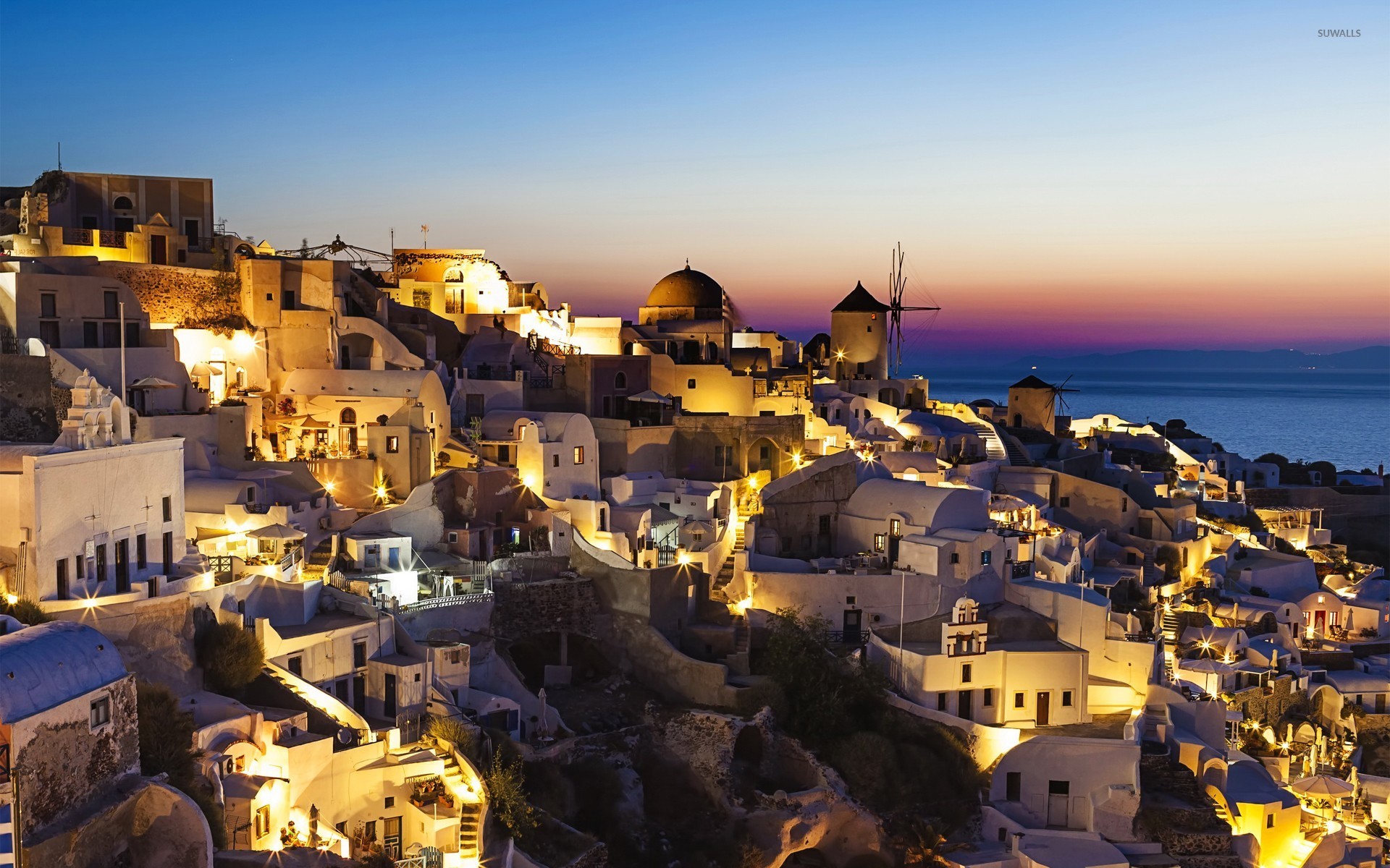 Santorini At Night Wallpapers