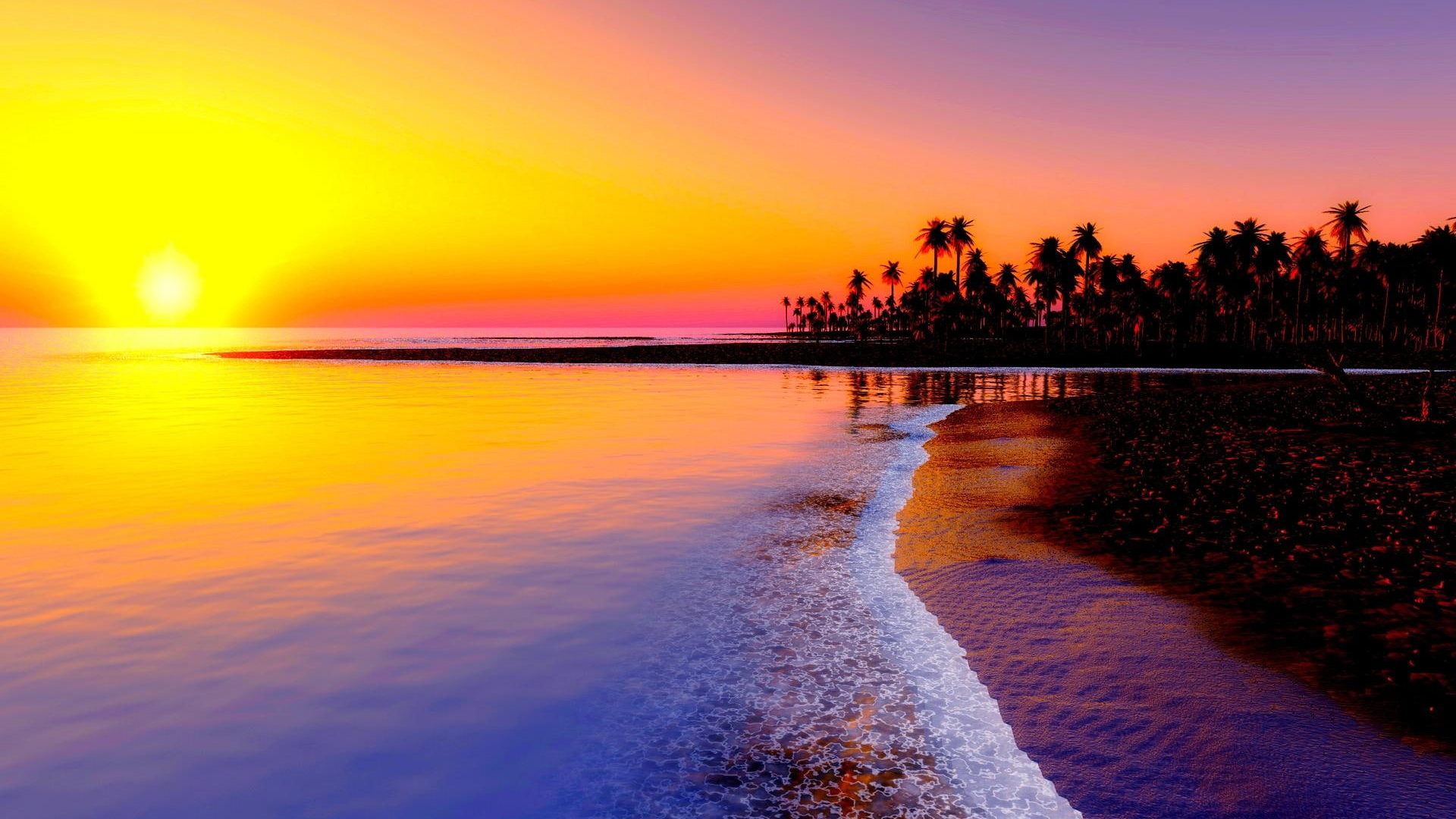 Seashore Colorful Sunset Wallpapers