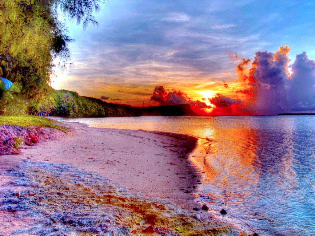 Seashore Colorful Sunset Wallpapers