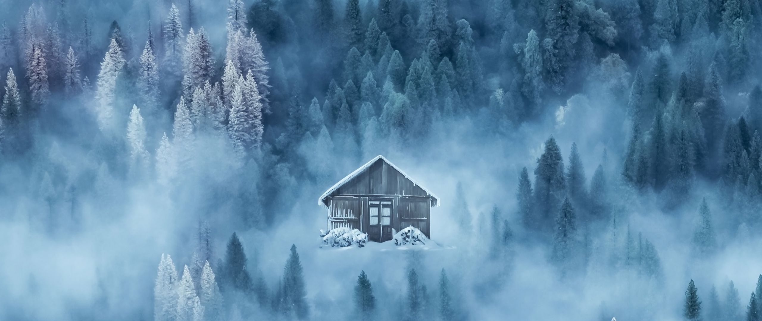 Single House In Fogy Winter Wallpapers