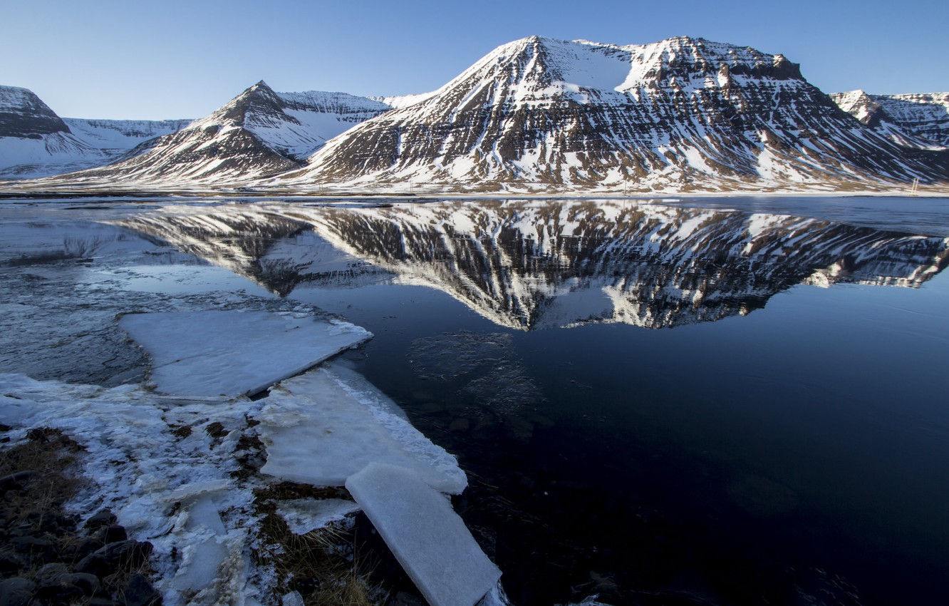 Snow Ice Mountains Reflection On Lake Wallpapers