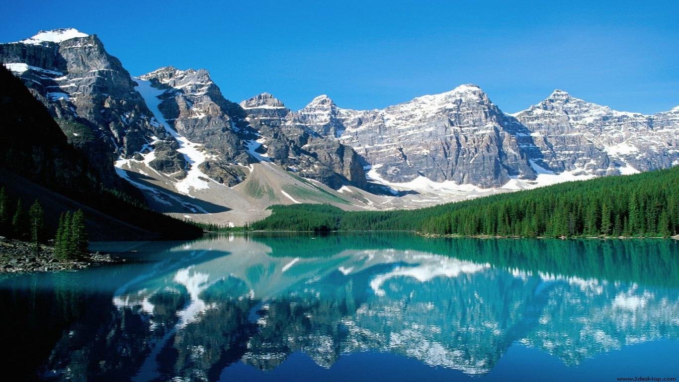 Snow Ice Mountains Reflection On Lake Wallpapers