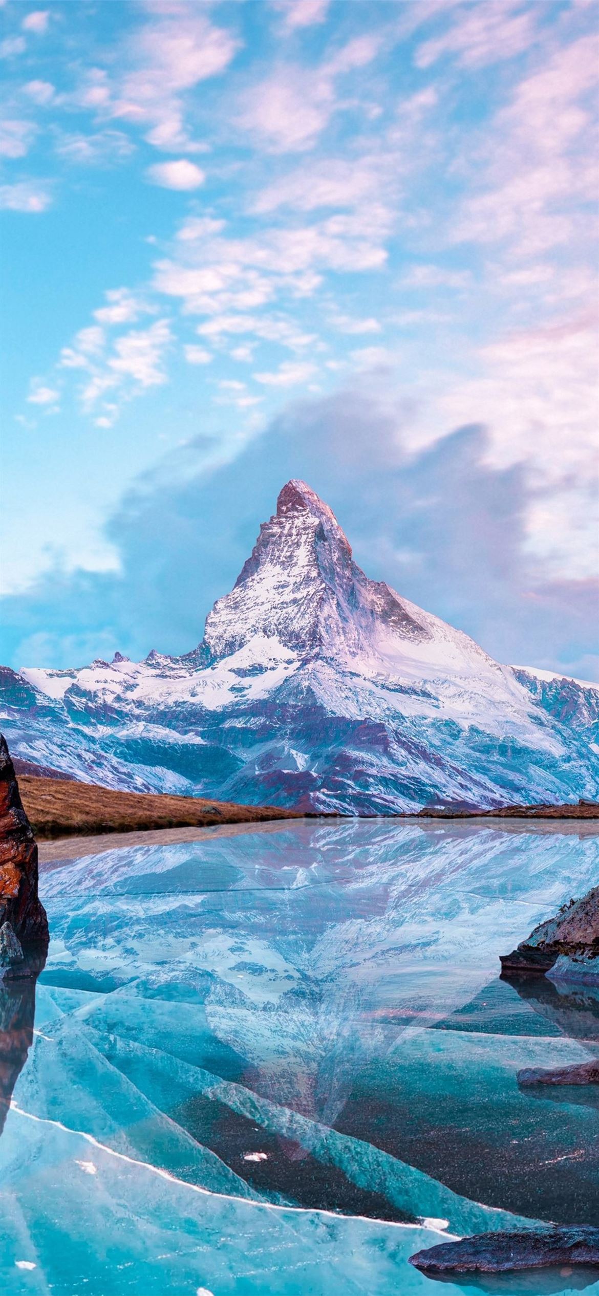 Snow Ice Mountains Reflection On Lake Wallpapers