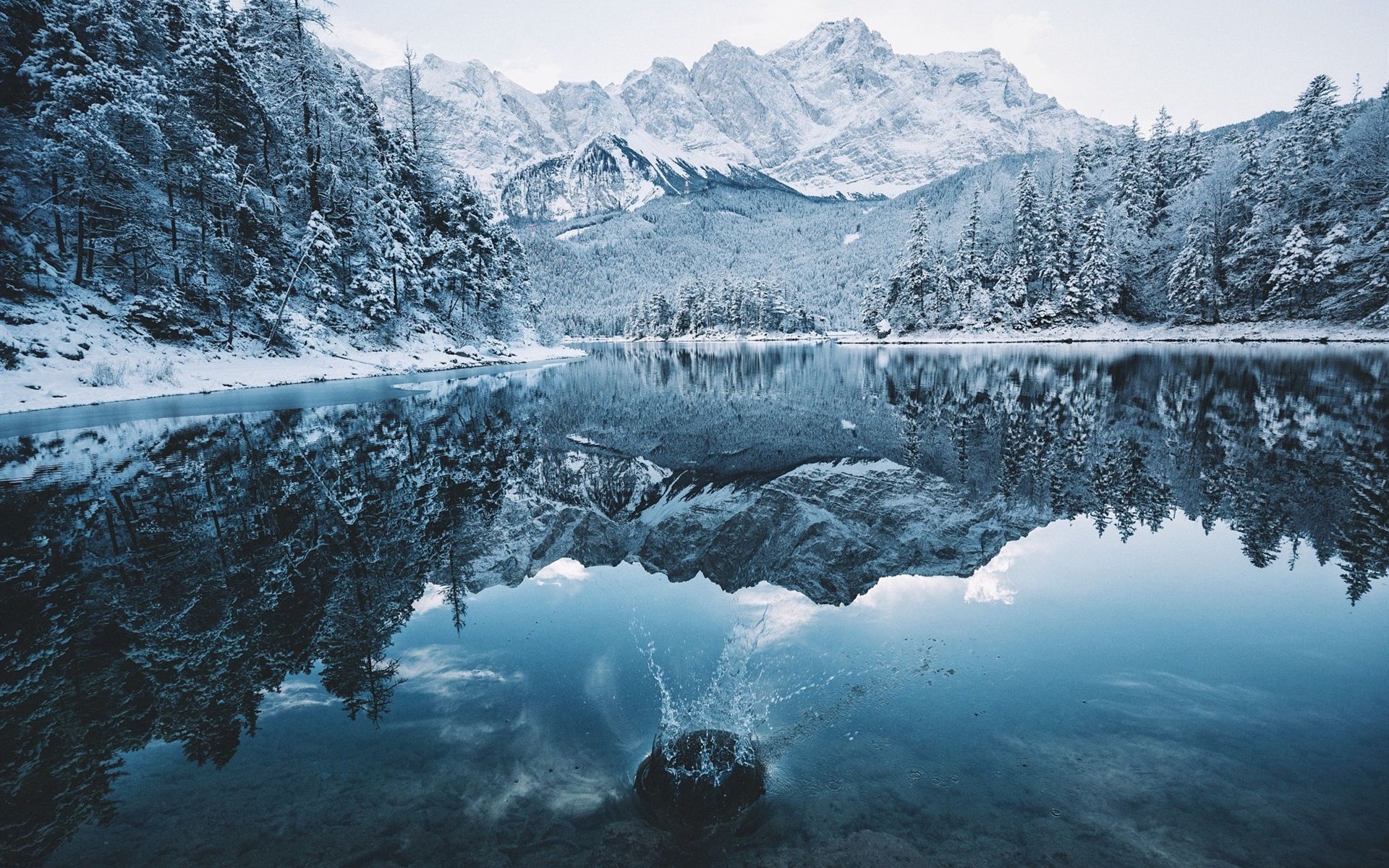 Snow Mountains Reflection On Lake Landscape Wallpapers