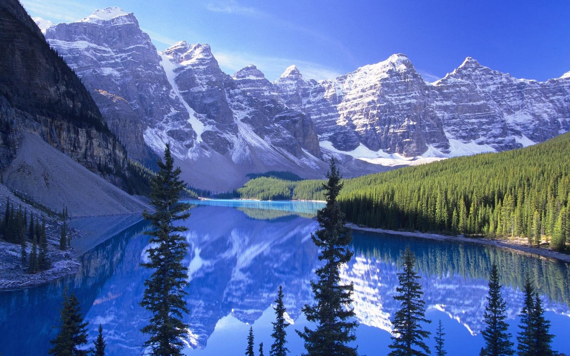 Snow Mountains Reflection On Lake Landscape Wallpapers