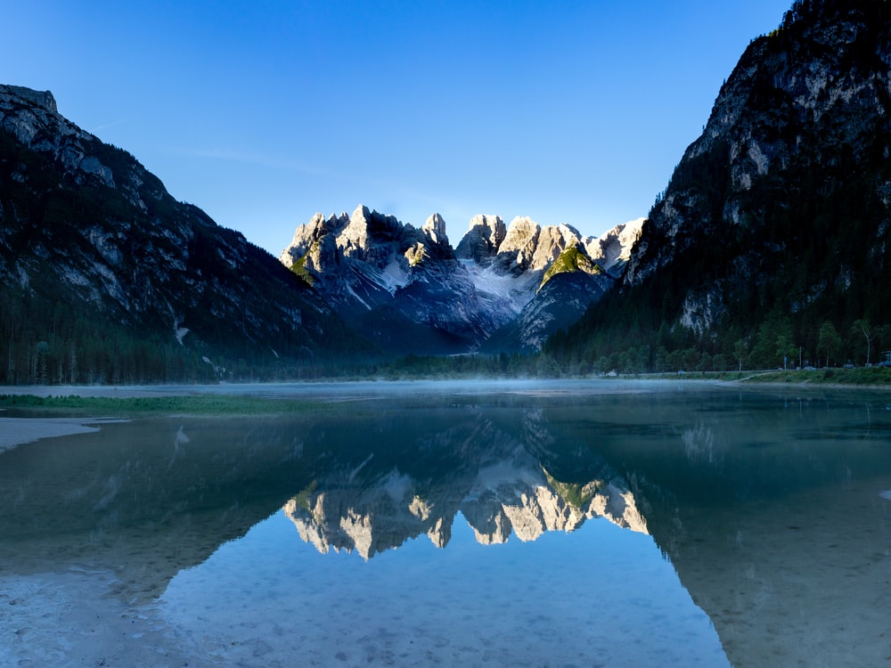 Snow Mountains Reflection On Lake Landscape Wallpapers