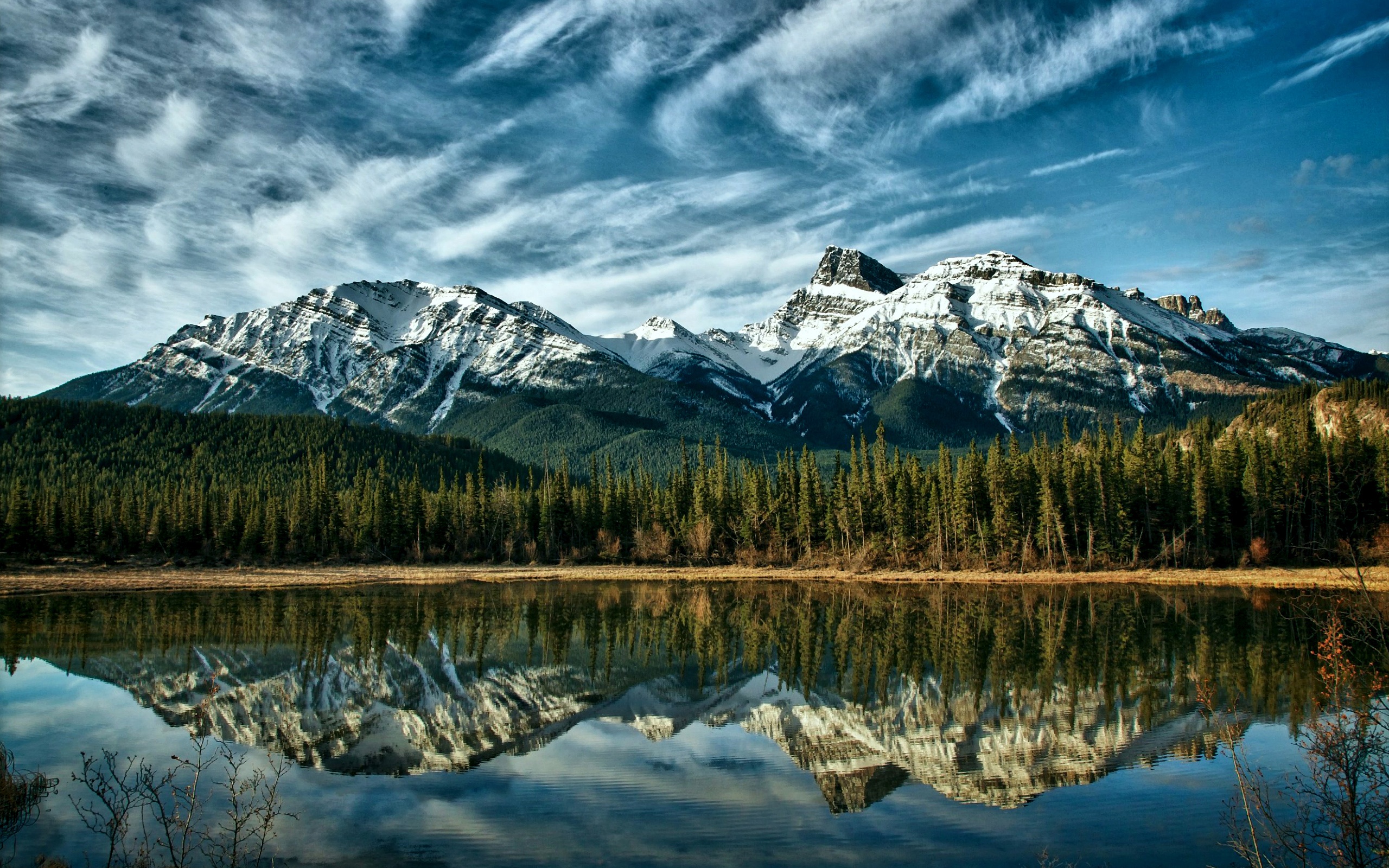 Snow Mountains Reflection On Lake Landscape Wallpapers