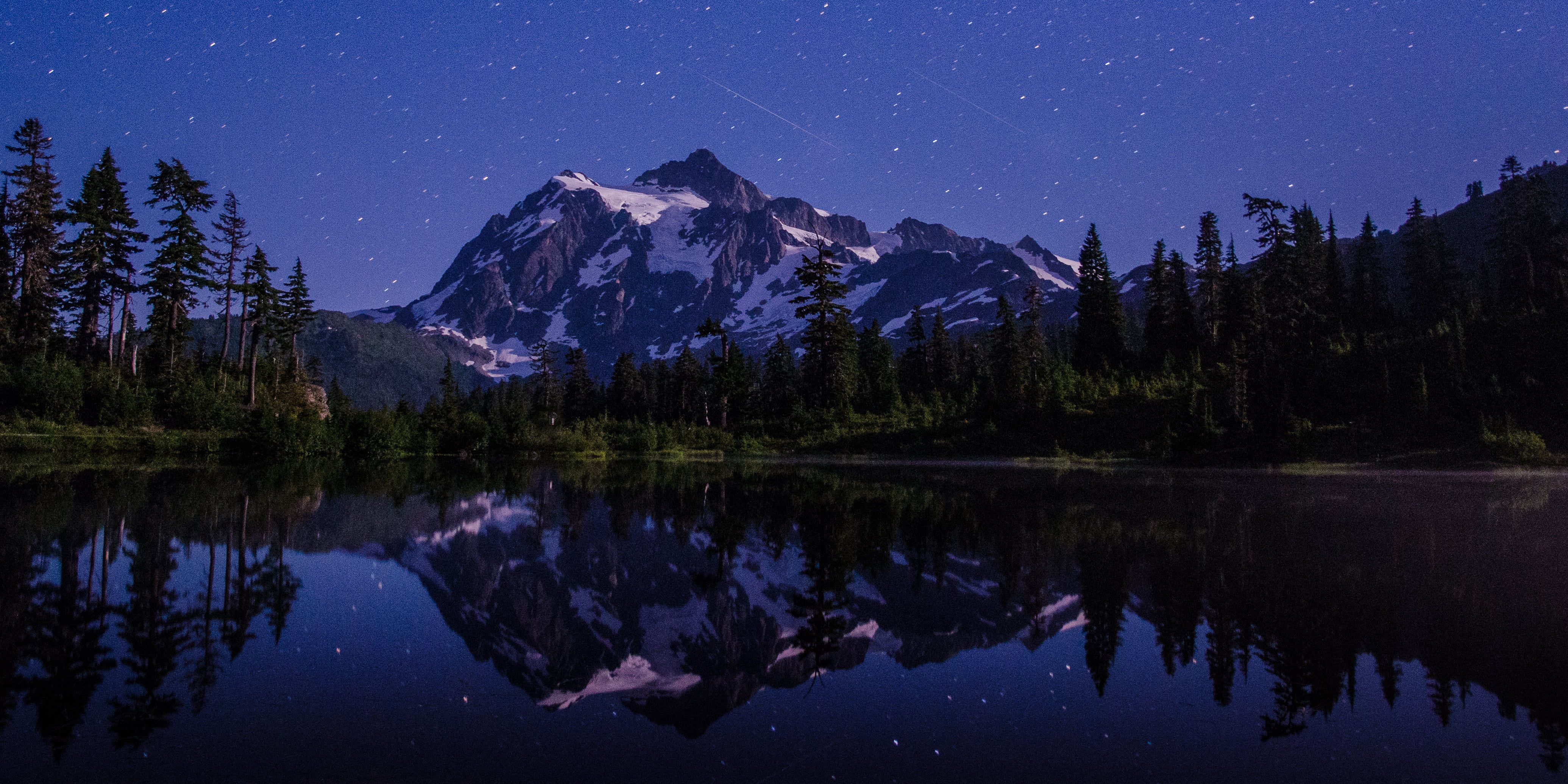 Snow Mountains Reflection On Lake Landscape Wallpapers