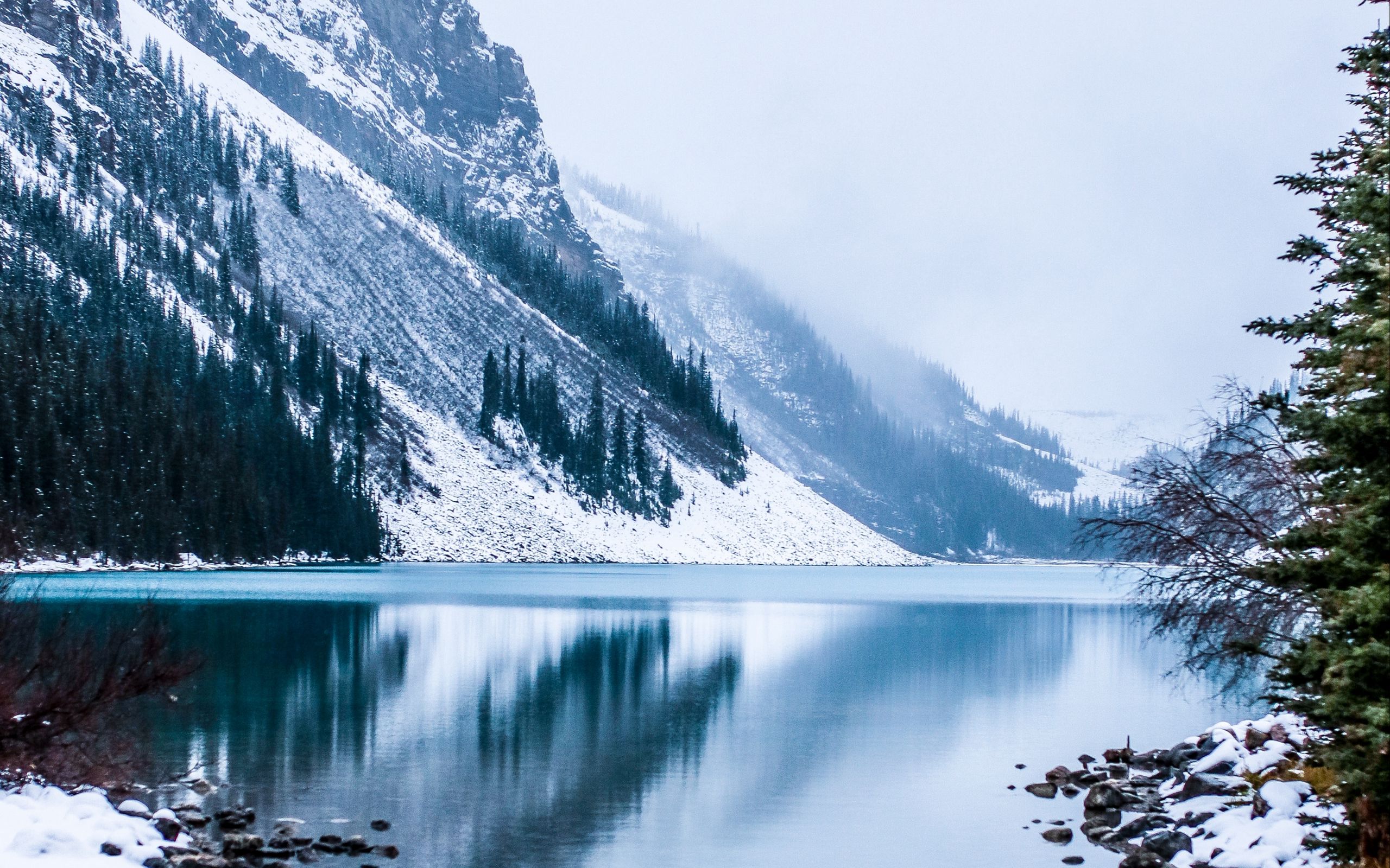 Snow Mountains Reflection On Lake Landscape Wallpapers