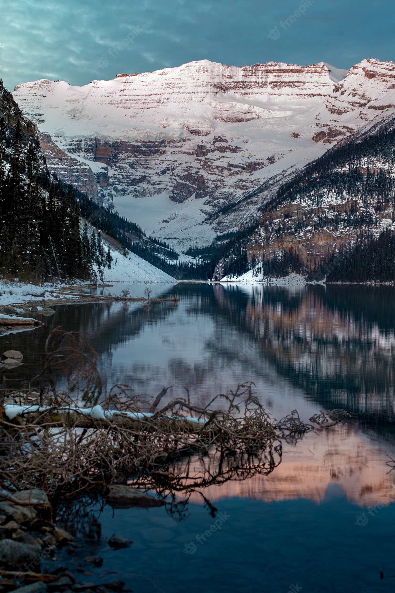 Snow Mountains Reflection On Lake Landscape Wallpapers