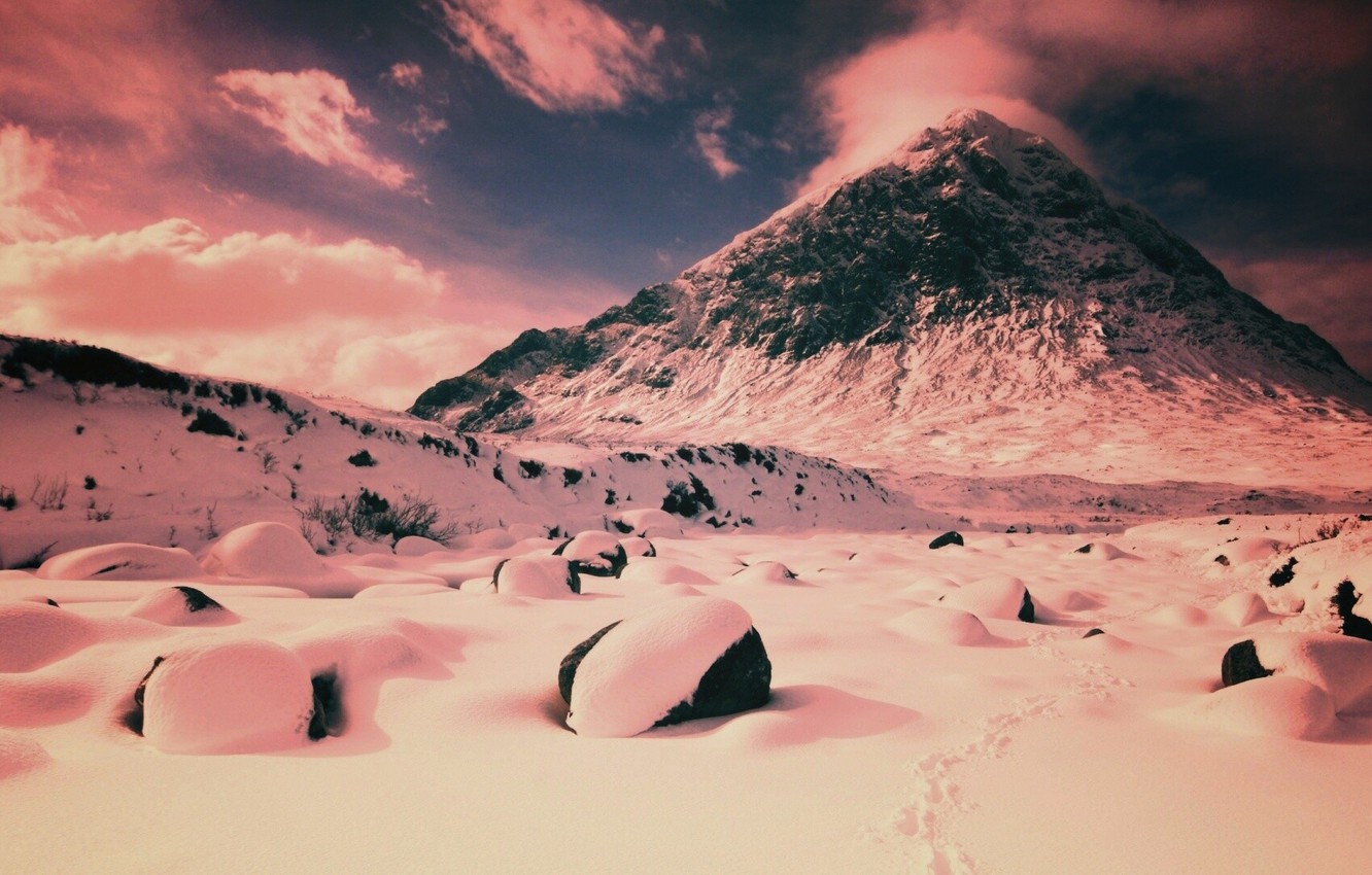 Snow On A Mountain Behind The Desert Wallpapers