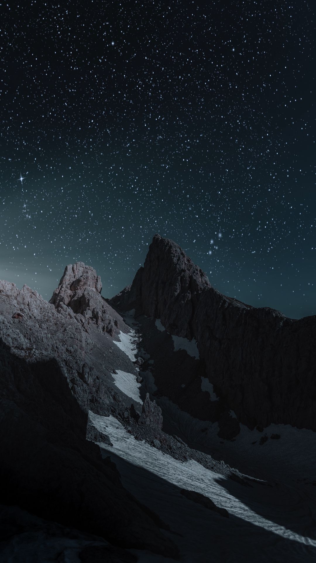 Snowy Mountains At Starry Night Wallpapers