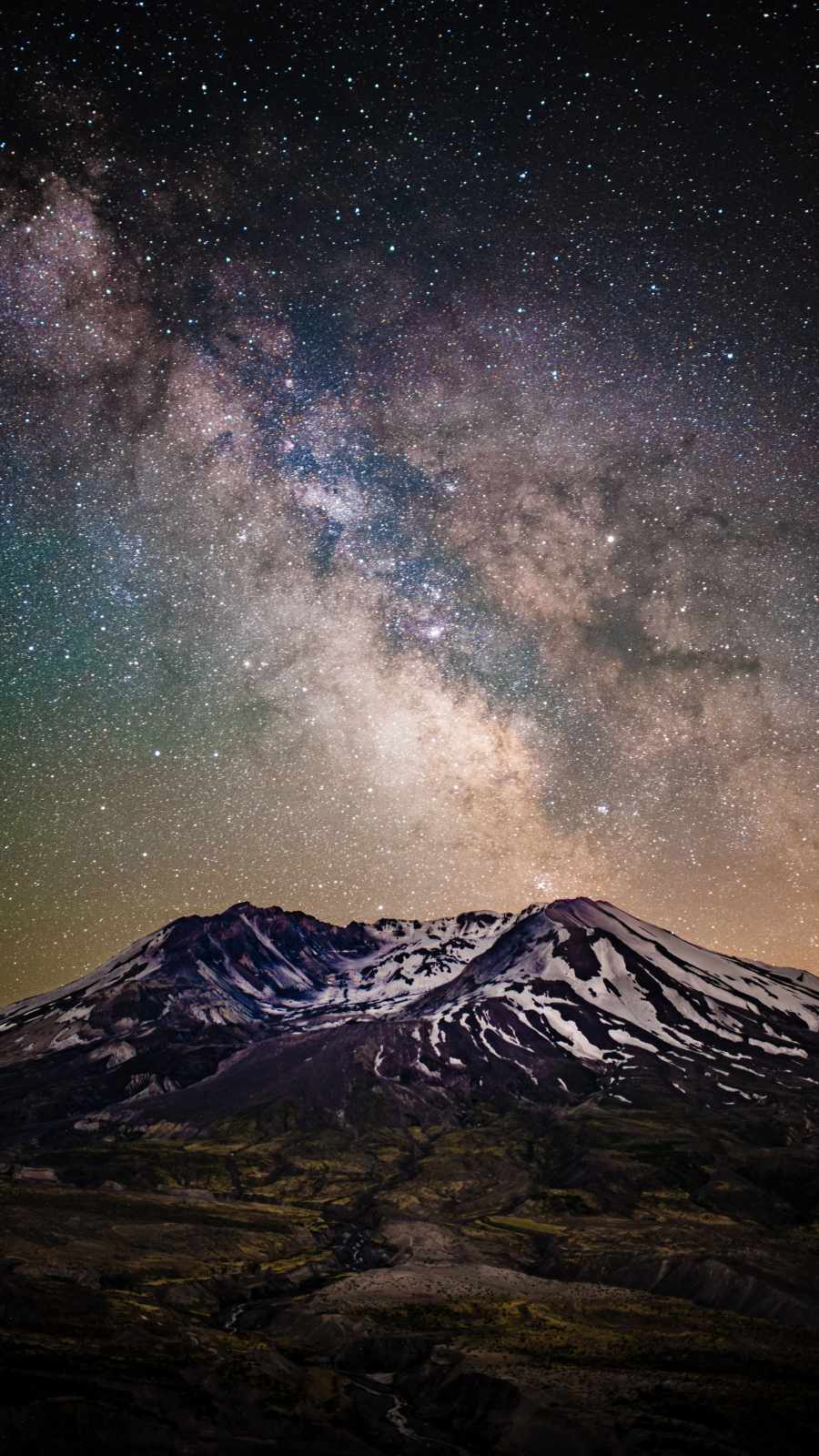 Snowy Mountains At Starry Night Wallpapers