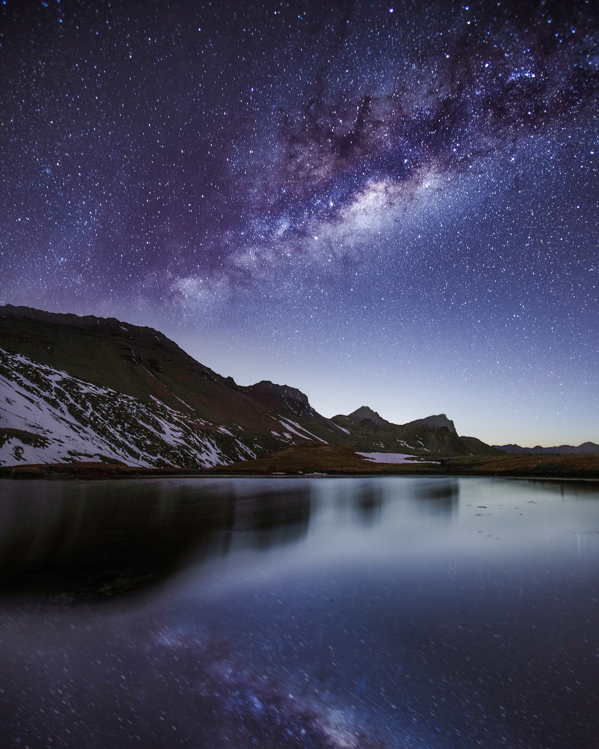 Starry Night Sky Near Lake Wallpapers