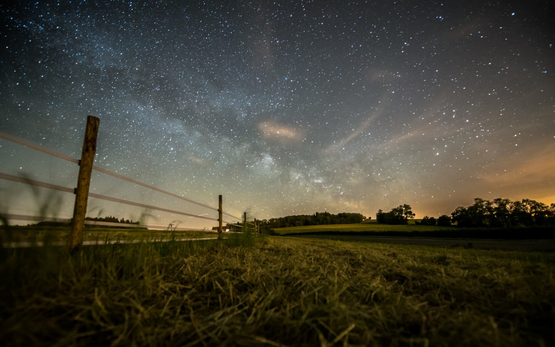 Starry Sky In Open Field Wallpapers