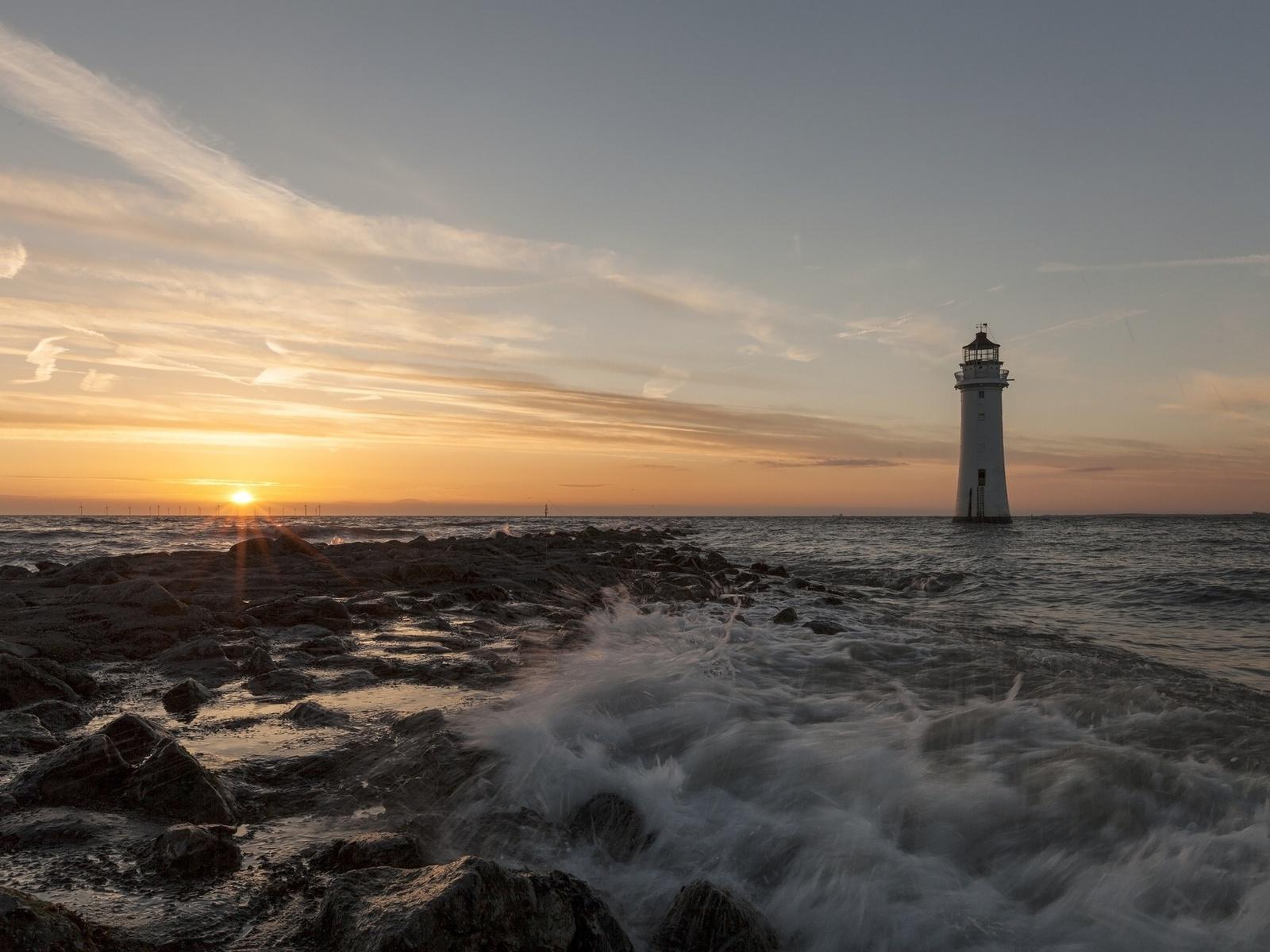 Sunrise At Lighthouse Wallpapers