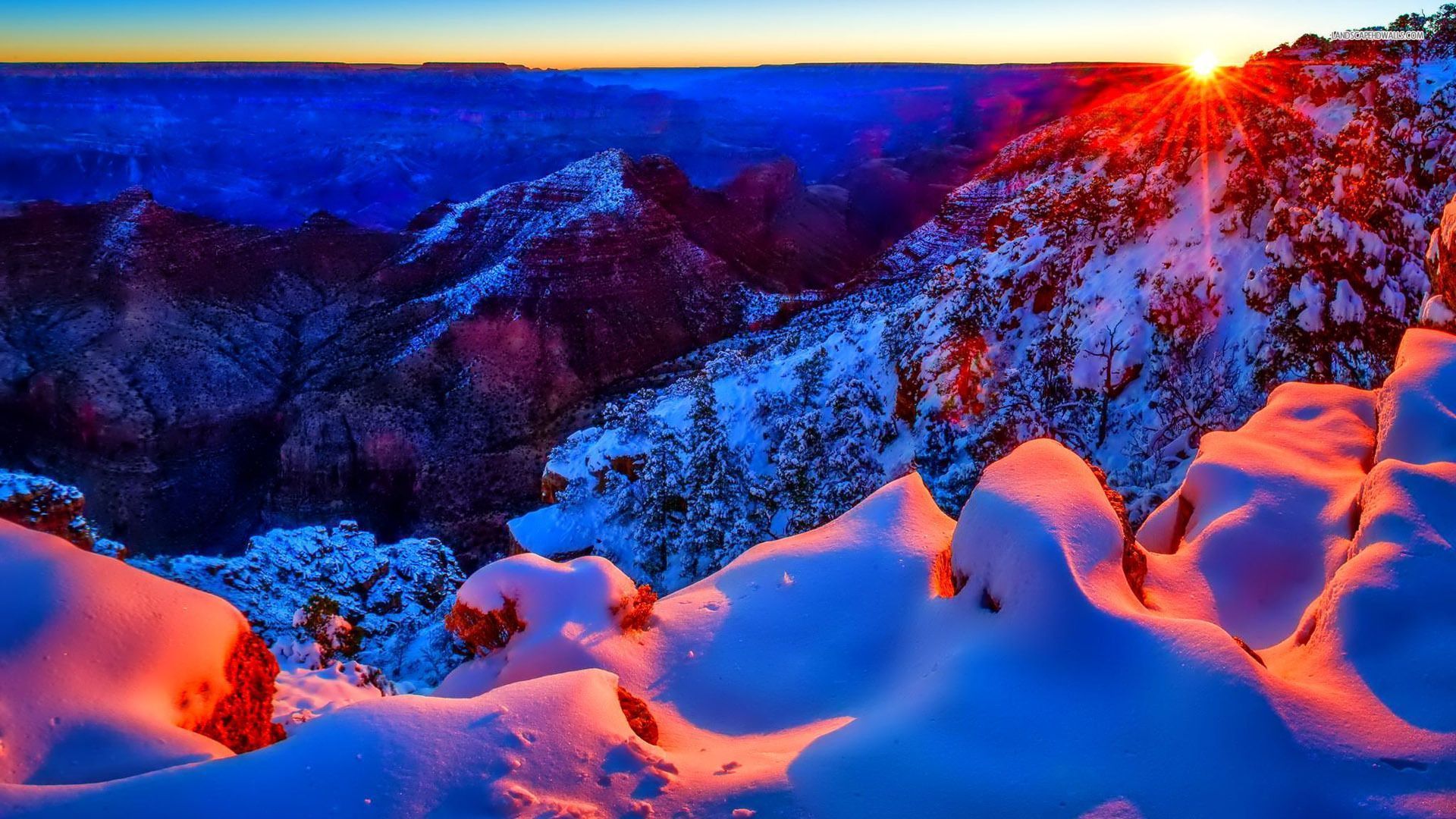 Sunrise On The Winter Mountain Wallpapers