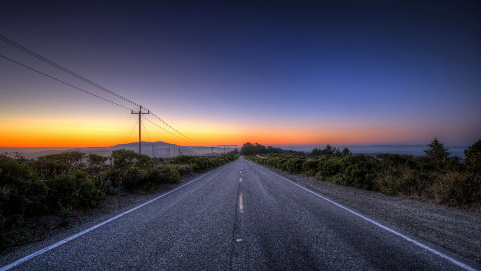 Sunset In Road Wallpapers