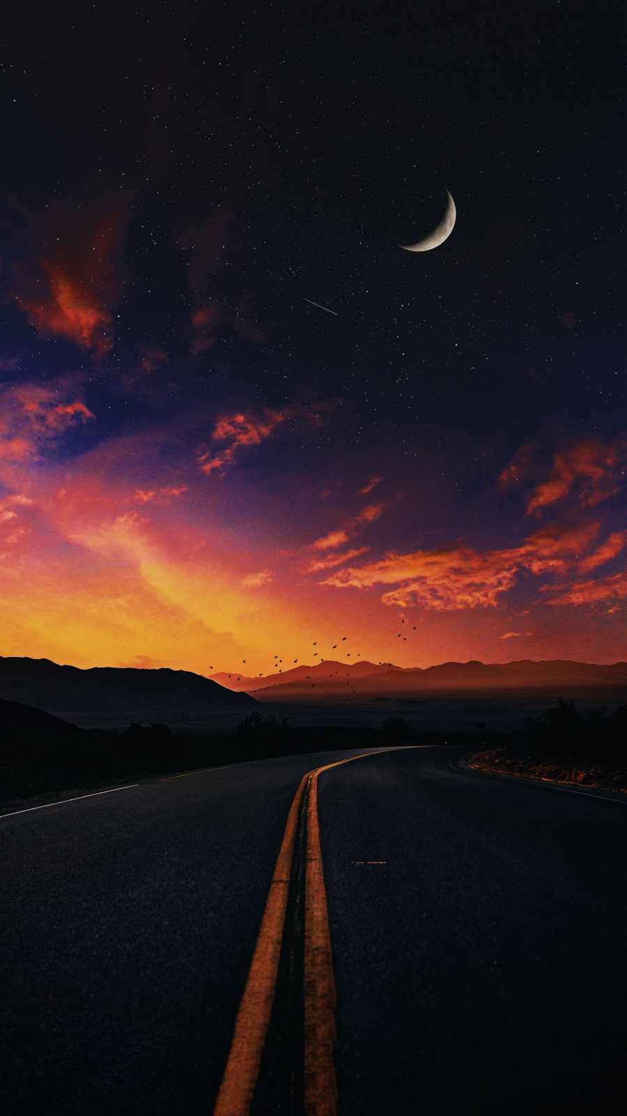 Sunset In Road Wallpapers