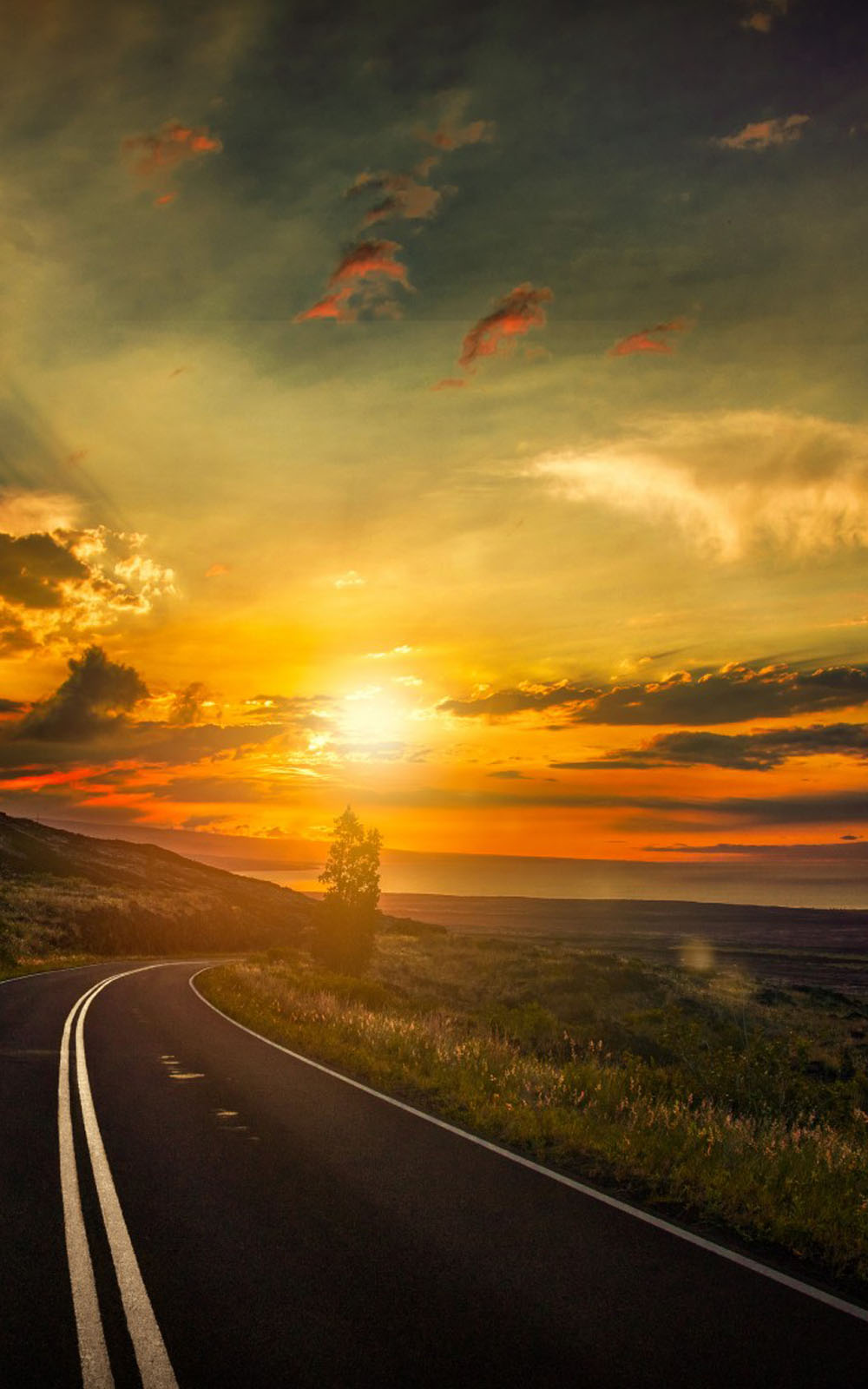 Sunset In Road Wallpapers